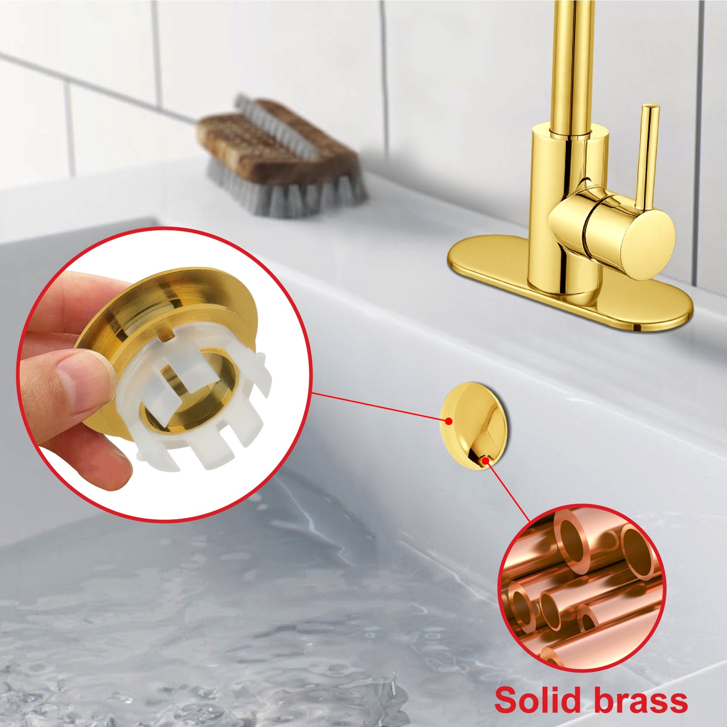 
                  
                    Midanya Sink Basin Overflow Trim Ring, Bathroom Vanity Vessel Sink Overflow Cover Basin Trim Brass Insert in Hole Round Caps, Sink Overflow Ring, Pack of 2
                  
                