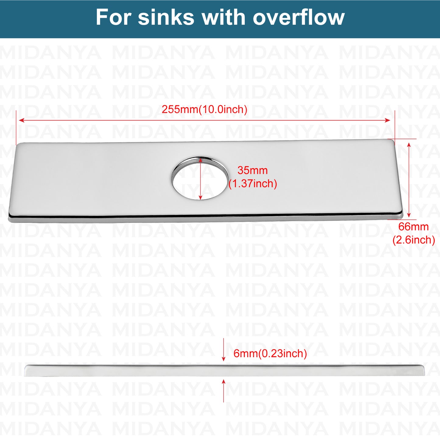 
                  
                    Midanya 10 Inch Sink Hole Cover Deck Plate,Vessel Vanity Sink Faucet Cover Plate,Bathroom Kitchen Lavatory Sink Faucet Deck Plate, Faucet Cover Cap, 1 or 3 Hole Cover Rectangle
                  
                
