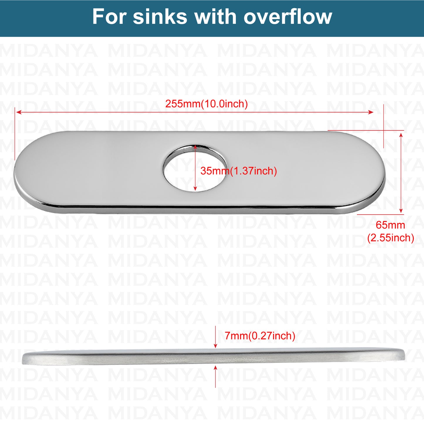 
                  
                    Midanya 10 Inch Sink Hole Cover Deck Plate, SUS304 Stainless Steel 1-3 Hole Escutcheon Plate for Bathroom Kitchen Vessel Vanity Sink Faucet, Faucet Cover Cap,1 or 3 Hole Cover Oval
                  
                