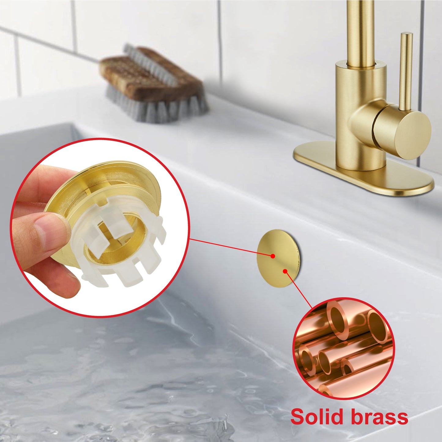 
                  
                    Midanya Sink Basin Overflow Trim Ring, Bathroom Vanity Vessel Sink Overflow Cover Basin Trim Brass Insert in Hole Round Caps, Sink Overflow Ring, Pack of 2
                  
                