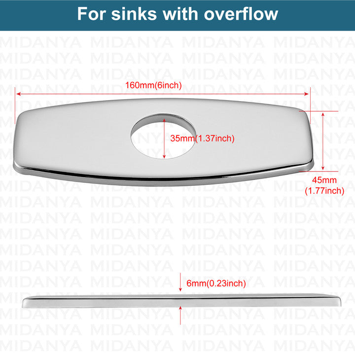 
                  
                    Midanya Sink Hole Cover, 6 Inch Sink Decorate Cover,Vessel Vanity Sink Faucet Cover Plate,Faucet Deck Plate for 1 or 3 Hole Bathroom Kitchen Sink Faucet, Rhomboid Cover
                  
                
