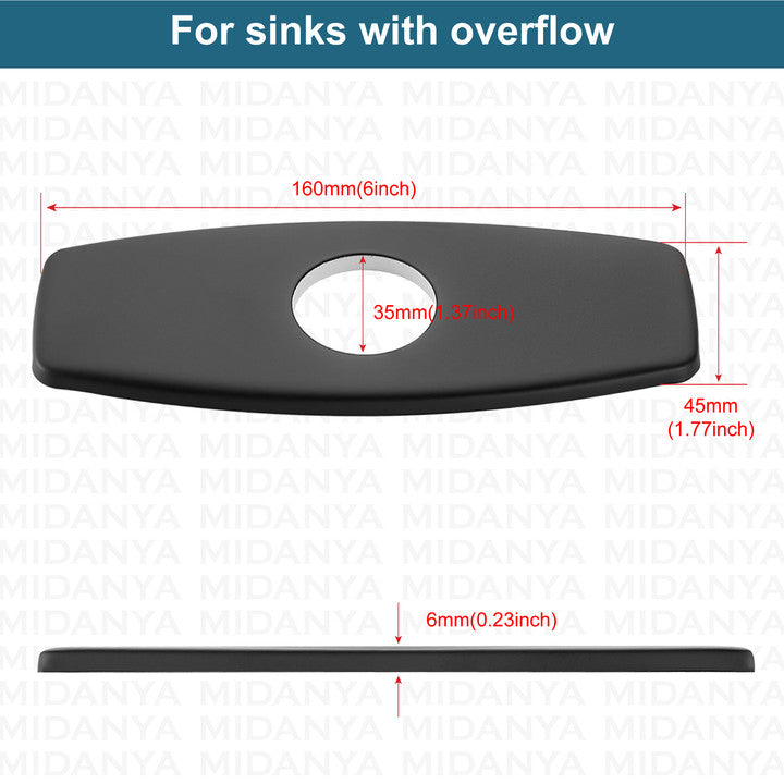 
                  
                    Midanya Sink Hole Cover, 6 Inch Sink Decorate Cover,Vessel Vanity Sink Faucet Cover Plate,Faucet Deck Plate for 1 or 3 Hole Bathroom Kitchen Sink Faucet, Rhomboid Cover
                  
                