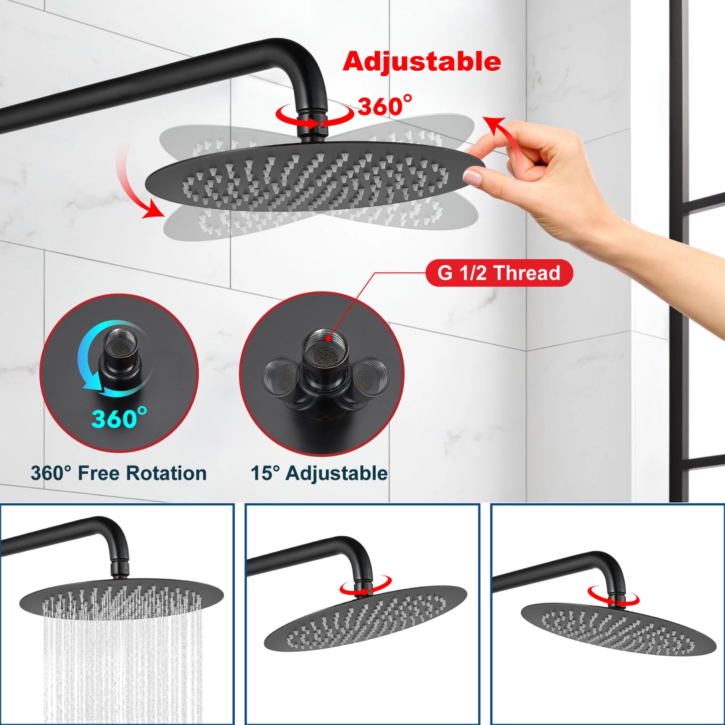 
                  
                    Midanya Round Rainfall Shower Head,6 Inch Stainless Steel High Pressure High Flow Stainless Steel Rainfall Shower Head,Ultra Thin Design High Pressure
                  
                