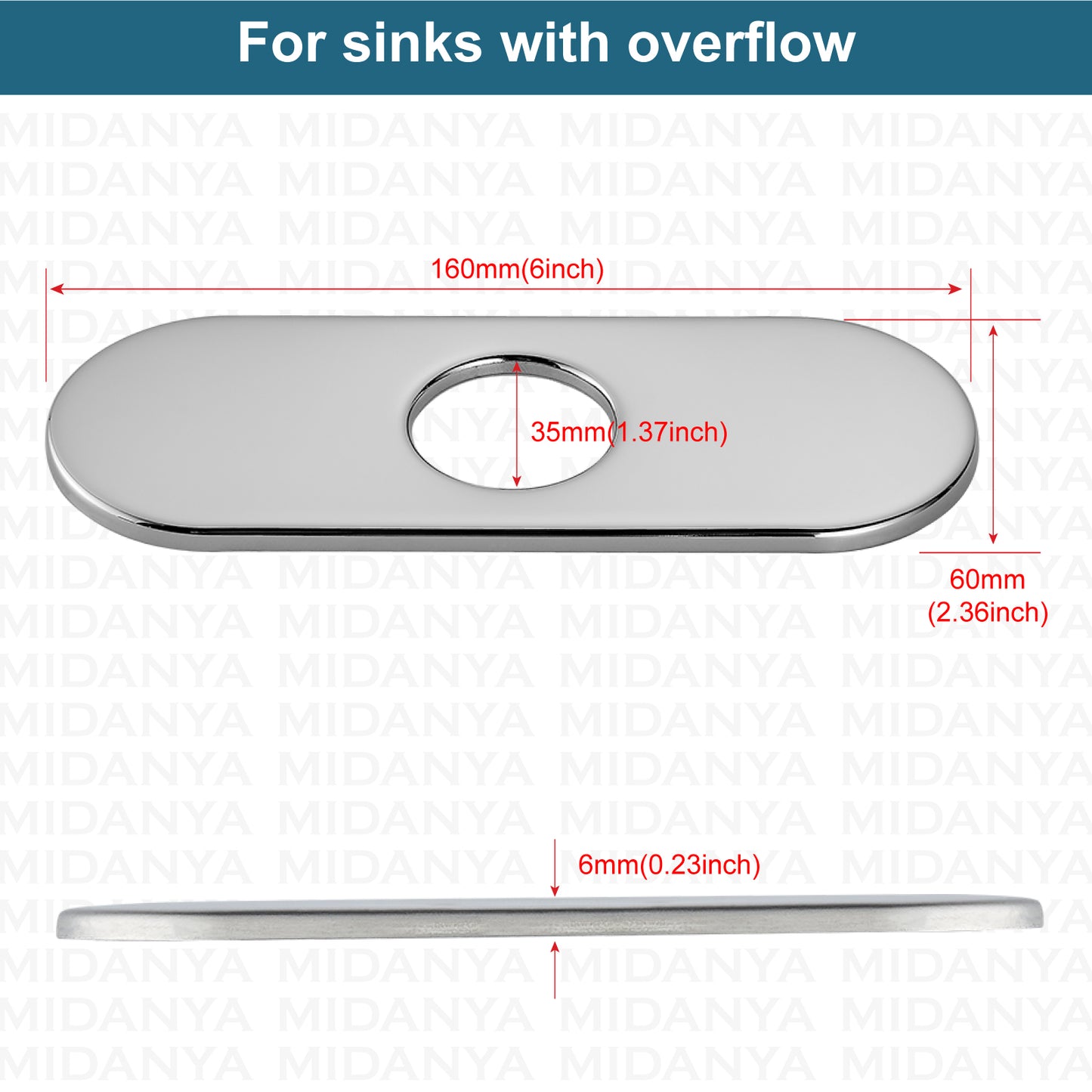 
                  
                    Midanya 6 Inch Sink Hole Cover, 1 or 3 Hole Bathroom Kitchen Lavatory Faucet Cover Plate, SUS304 Stainless Steel Decorative Cover,Vessel Vanity Sink Faucet Oval Deck Plate
                  
                