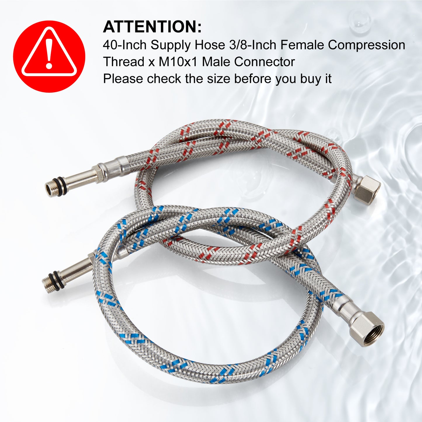 
                  
                    Midanya Faucet Connector, Braided Stainless Steel Supply Hose 3/8-Inch Female Compression Thread x M10 Male Connector, x 2 Pcs (1 Pair)
                  
                