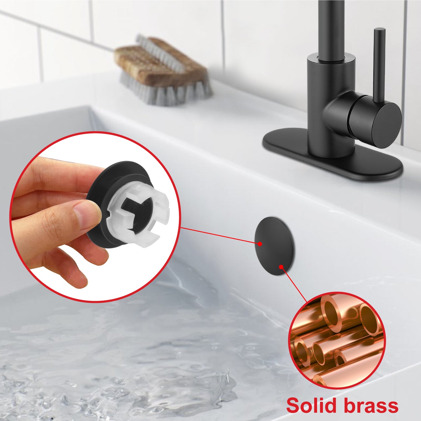 
                  
                    Midanya Sink Basin Overflow Trim Ring, Bathroom Vanity Vessel Sink Overflow Cover Basin Trim Brass Insert in Hole Round Caps, Sink Overflow Ring, Pack of 2
                  
                