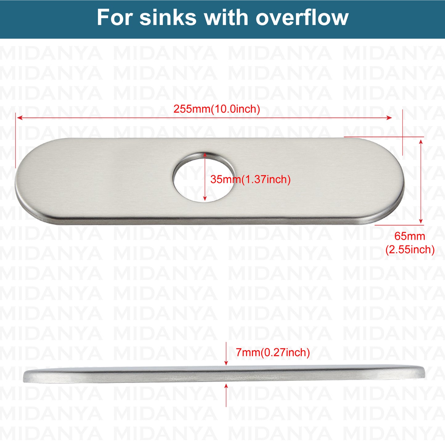 
                  
                    Midanya 10 Inch Sink Hole Cover Deck Plate, SUS304 Stainless Steel 1-3 Hole Escutcheon Plate for Bathroom Kitchen Vessel Vanity Sink Faucet, Faucet Cover Cap,1 or 3 Hole Cover Oval
                  
                