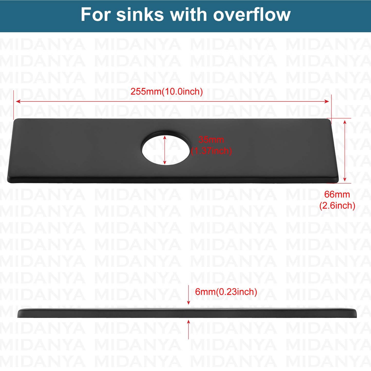 
                  
                    Midanya 10 Inch Sink Hole Cover Deck Plate,Vessel Vanity Sink Faucet Cover Plate,Bathroom Kitchen Lavatory Sink Faucet Deck Plate, Faucet Cover Cap, 1 or 3 Hole Cover Rectangle
                  
                