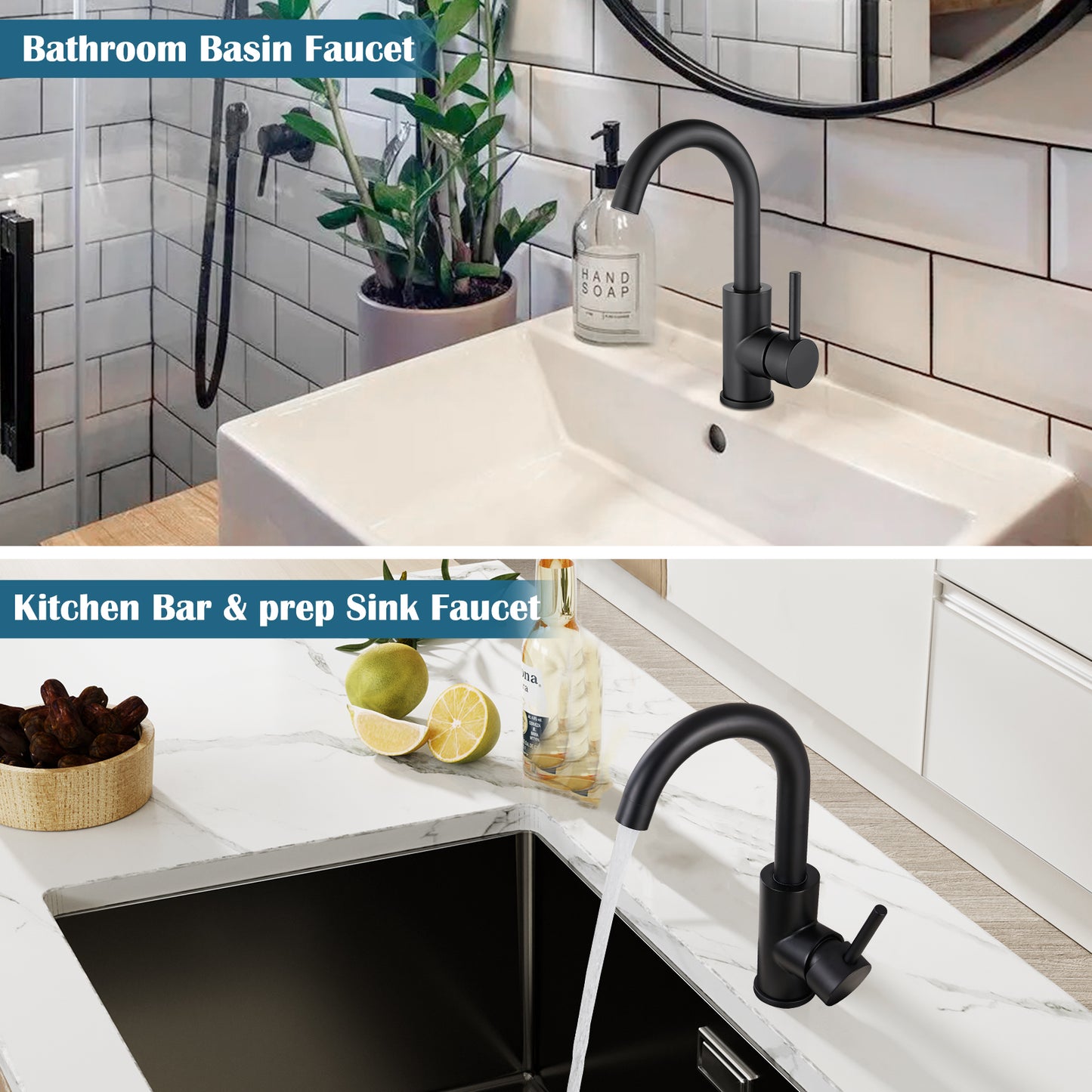 
                  
                    Midanya Bar Sink Faucet for Bathroom Kitchen Small RV Campers Farmhouse Vanity Lavatory Faucet Single Handle Utility Marine Outdoor Faucet with Cover Plate, Water Supply Lines
                  
                