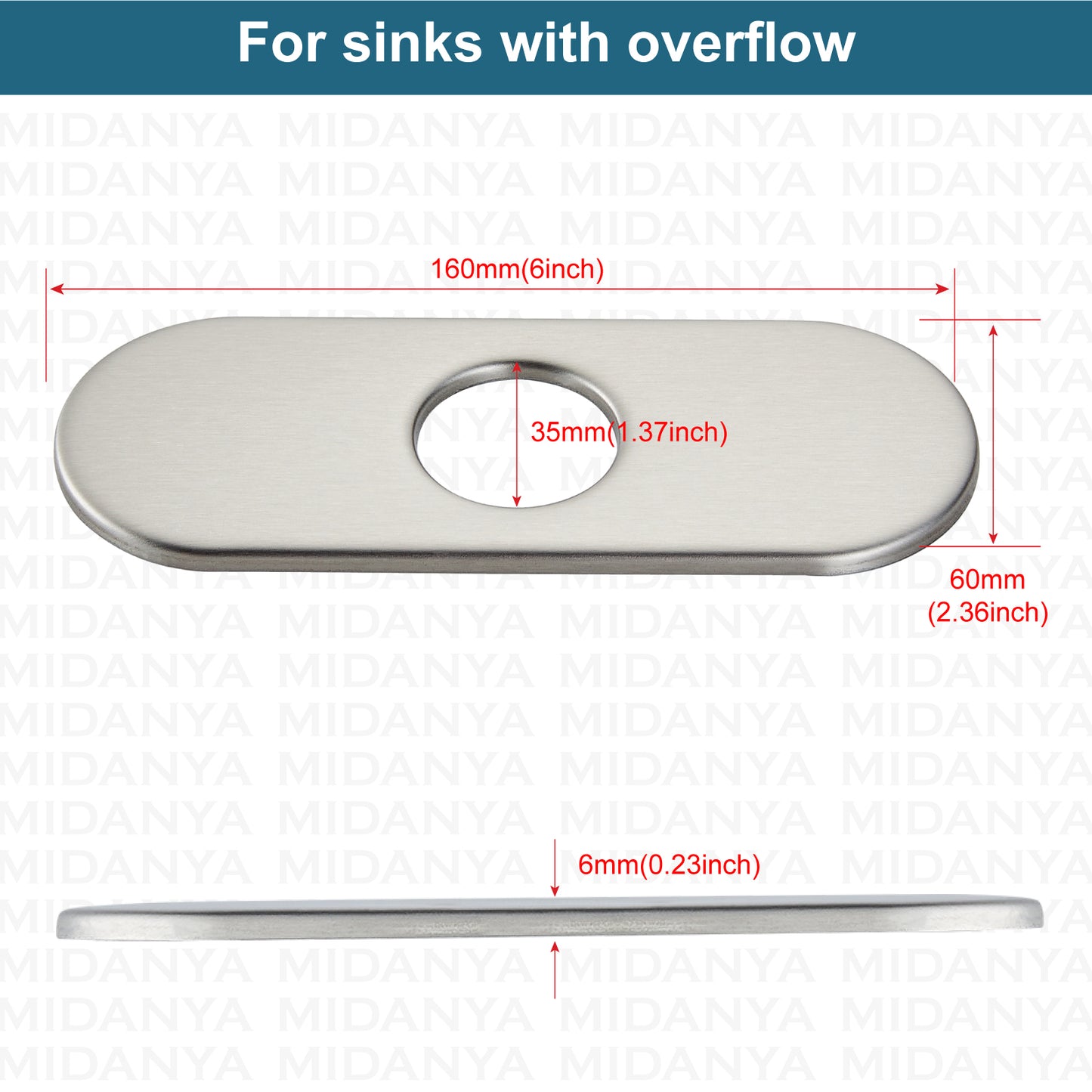 
                  
                    Midanya 6 Inch Sink Hole Cover, 1 or 3 Hole Bathroom Kitchen Lavatory Faucet Cover Plate, SUS304 Stainless Steel Decorative Cover,Vessel Vanity Sink Faucet Oval Deck Plate
                  
                