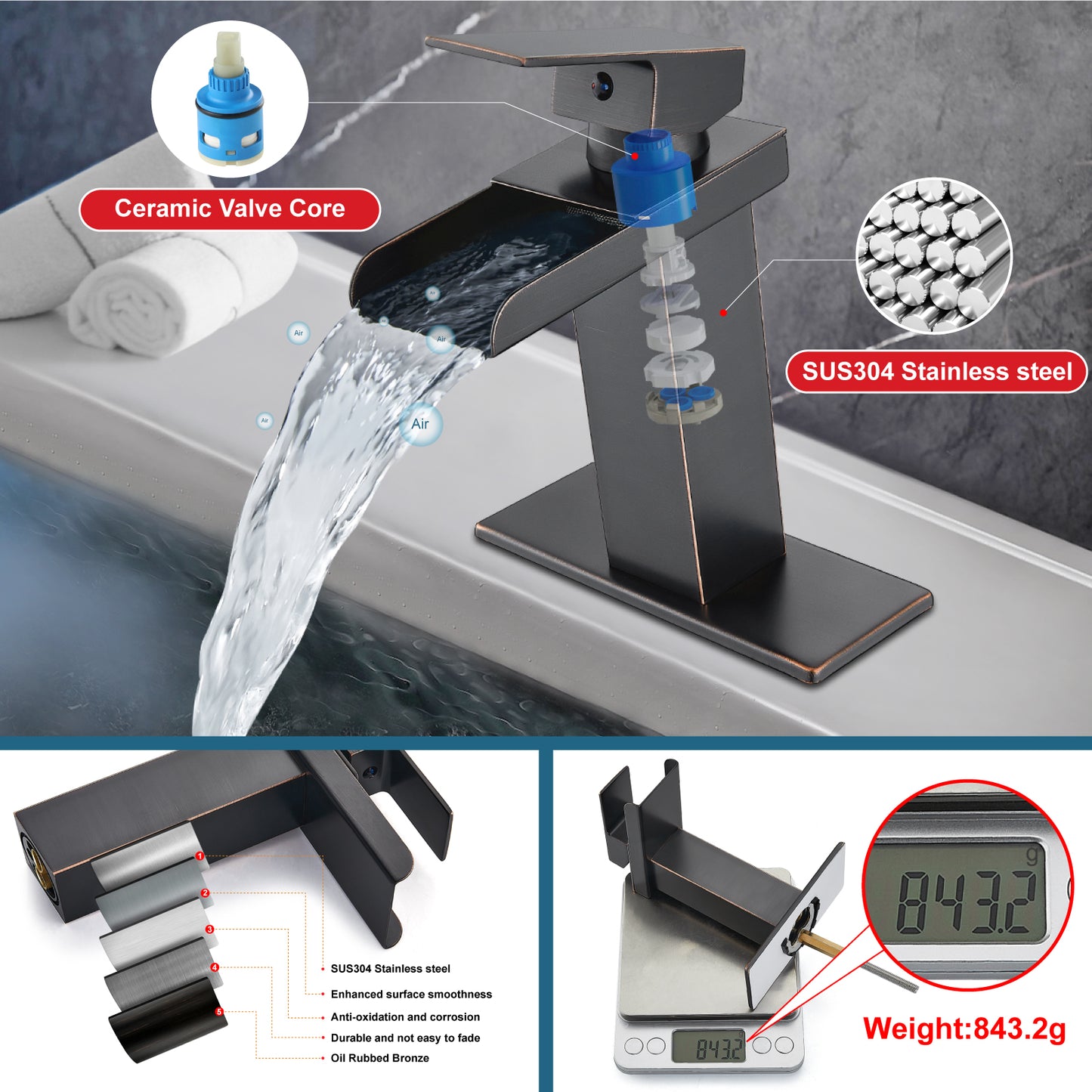 
                  
                    Midanya Waterfall Bathroom Faucet 1 Hole Single Handle Sink Vanity 4 inch Faucet Wide Mouth Spout with Deck Mount Plate & Water Supply Lines Hose Lavatory Modern Commercial Mixer Tap
                  
                