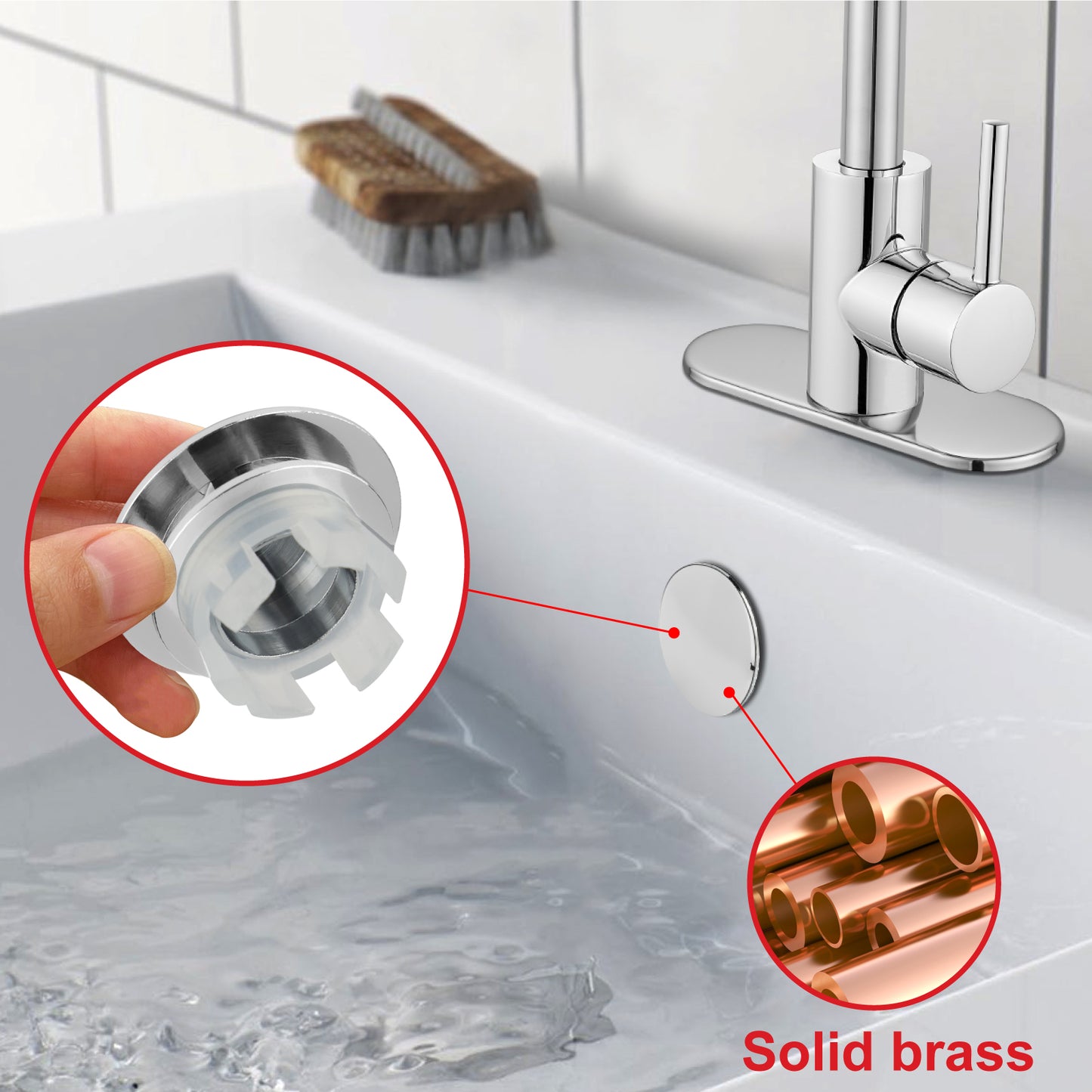 
                  
                    Midanya Sink Basin Overflow Trim Ring, Bathroom Vanity Vessel Sink Overflow Cover Basin Trim Brass Insert in Hole Round Caps, Sink Overflow Ring, Pack of 2
                  
                