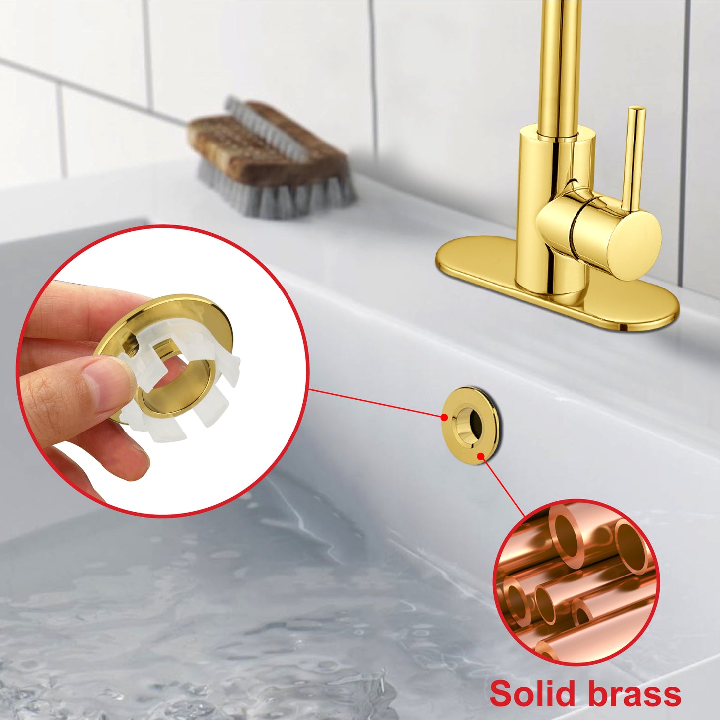 
                  
                    Midanya Sink Basin Trim Overflow Cover, Solid Brass Insert in Hole Round Caps, Vanity Vessel Sink Overflow Ring, Sink Overflow Cover Round Caps for Kitchen Bathroom, Pack of 1
                  
                