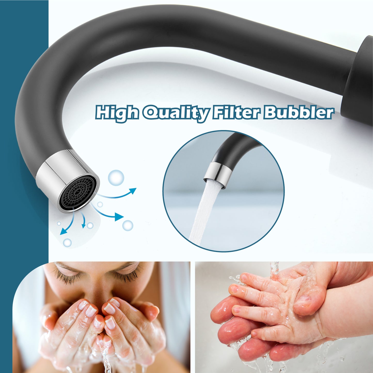 
                  
                    Midanya Single Handle Bathroom Sink Faucet, Wet Bar Pre-Kitchen Farmhouse RV Small Vanity Faucet with 360°Rotation Spout with Deck Plate, Supply Hoses and Drain Stopper
                  
                