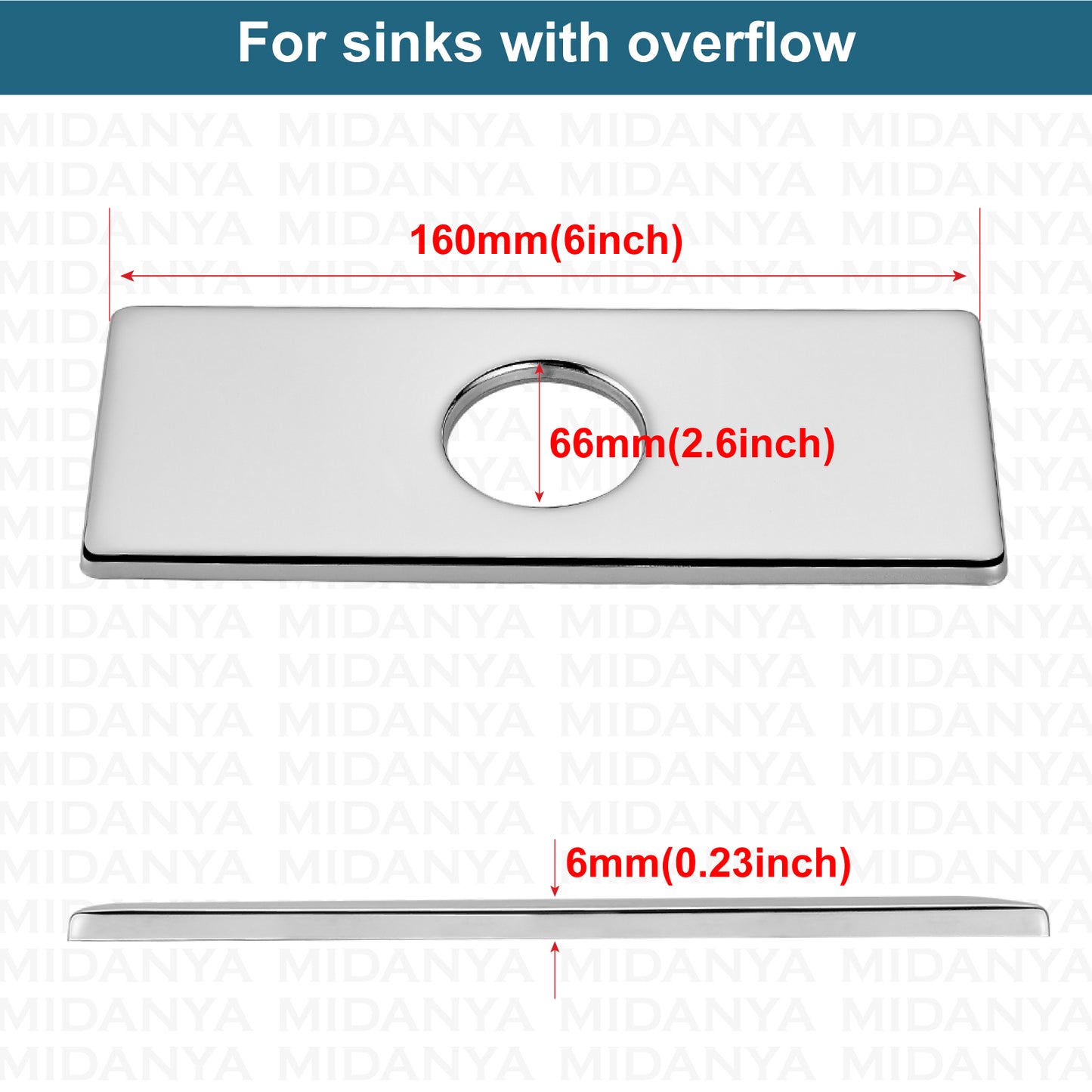 
                  
                    Midanya 6 Inch Sink Hole Cover Deck Plate,Faucet Deck Plate for 1 or 3 Hole Bathroom Kitchen Sink Faucet,Rectangle Decorative Cover SUS304 Stainless Steel Vessel Vanity Sink Faucet
                  
                