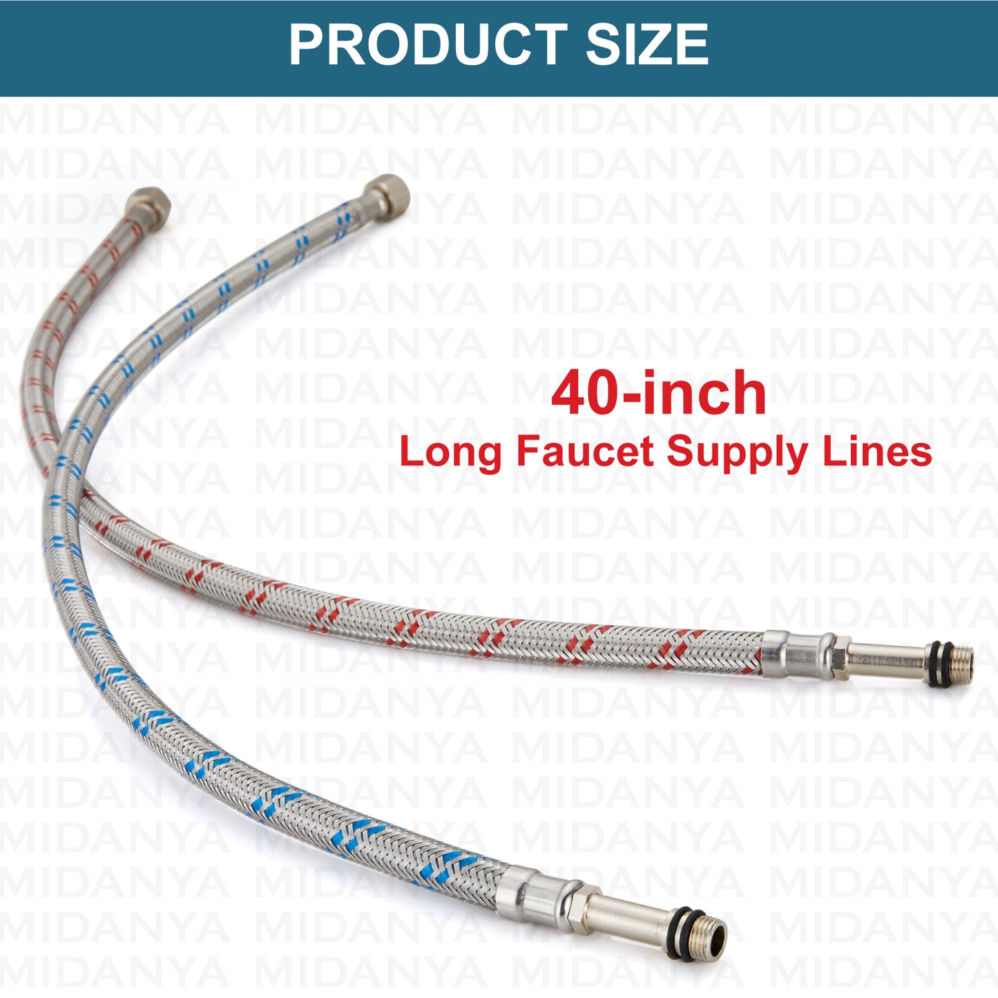 
                  
                    Midanya Faucet Connector, Braided Stainless Steel Supply Hose 3/8-Inch Female Compression Thread x M10 Male Connector, x 2 Pcs (1 Pair)
                  
                