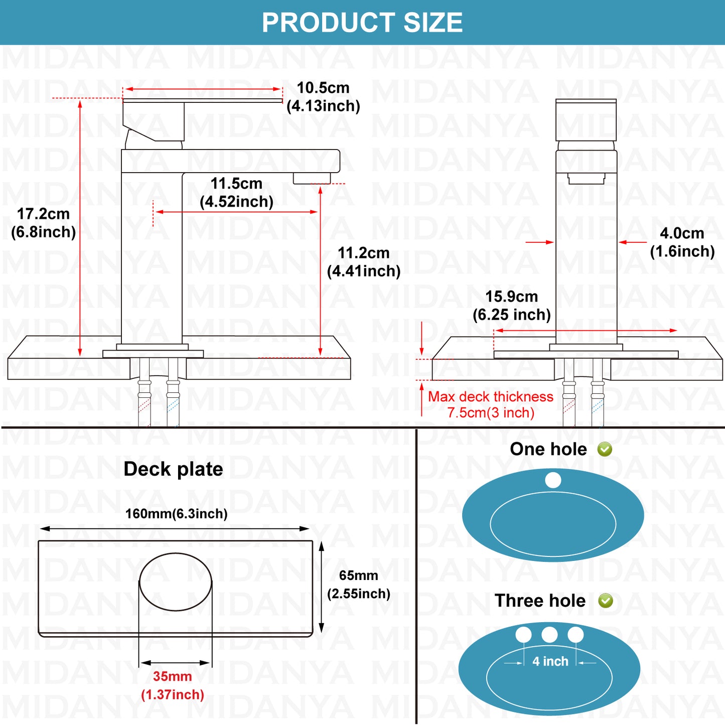 
                  
                    Midanya Bathroom Sink Faucet One Hole Single Handle Deck Mount Lavatory Bathroom Faucet with Water Supply Lines Without Drain
                  
                