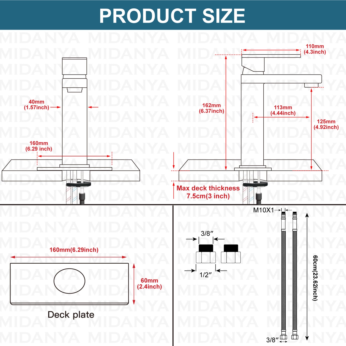 
                  
                    Midanya Bathroom Sink Faucet 1 Hole Single Handle Deck Mount Lavatory Mixer Tap with Cover Plate and Pop-up Drain One Lever Stainless Steel SUS304 Commercial
                  
                