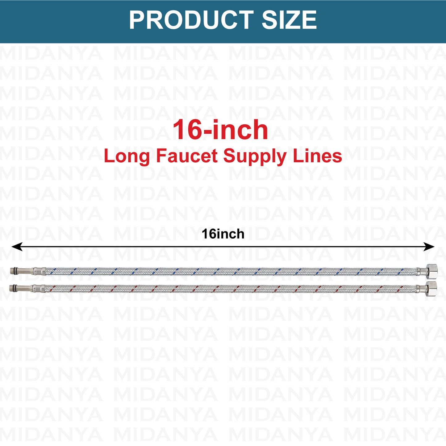 
                  
                    Midanya Faucet Connector, Braided Stainless Steel Supply Hose 3/8-Inch Female Compression Thread x M10 Male Connector, x 2 Pcs (1 Pair)
                  
                