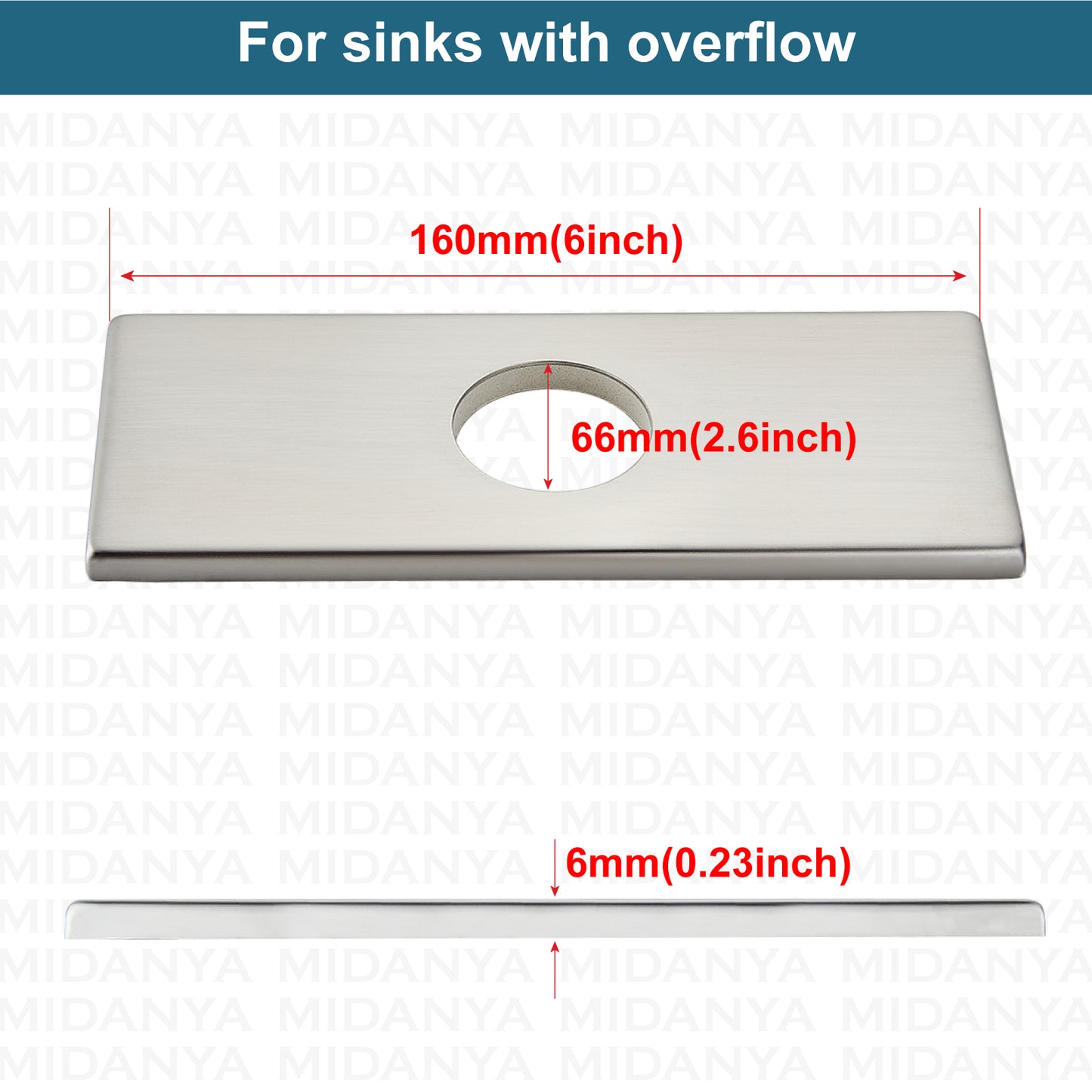 
                  
                    Midanya 6 Inch Sink Hole Cover Deck Plate,Faucet Deck Plate for 1 or 3 Hole Bathroom Kitchen Sink Faucet,Rectangle Decorative Cover SUS304 Stainless Steel Vessel Vanity Sink Faucet
                  
                