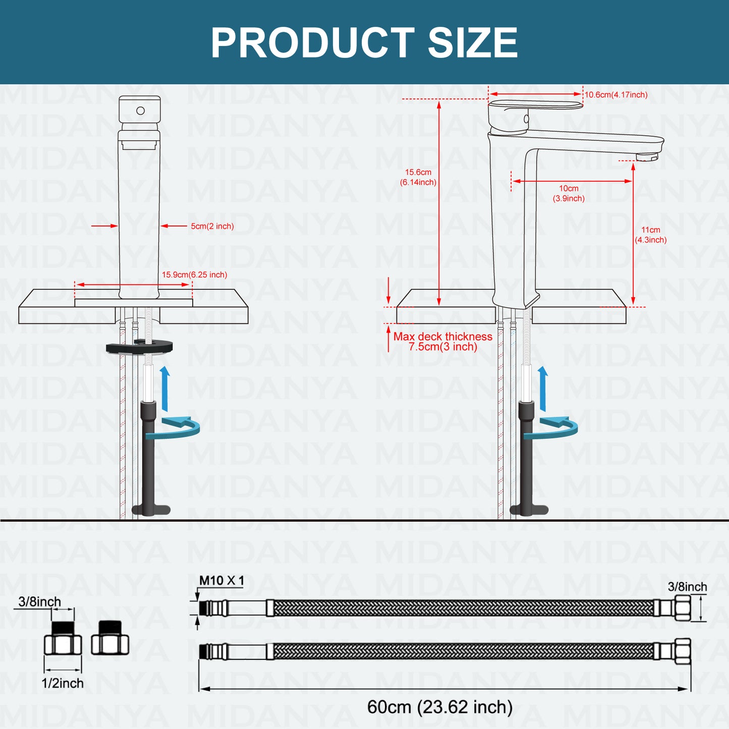 
                  
                    Midanya Bathroom Faucet Single Handle Tall Body Spout Lavatory Vanity Vessel Sink Faucets One Hole Deck Mount Basin Mixer Tap Brass Modern with Pop Up Drain Included
                  
                