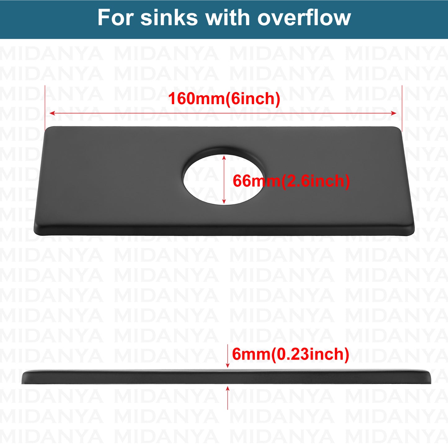 
                  
                    Midanya 6 Inch Sink Hole Cover Deck Plate,Faucet Deck Plate for 1 or 3 Hole Bathroom Kitchen Sink Faucet,Rectangle Decorative Cover SUS304 Stainless Steel Vessel Vanity Sink Faucet
                  
                