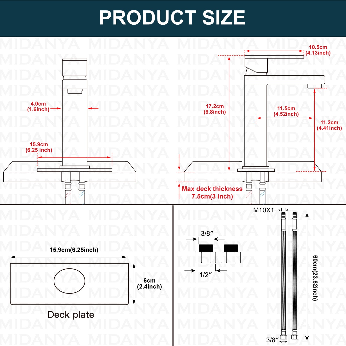 
                  
                    Midanya Bathroom Sink Faucet 1 Hole Single Handle Deck Mount Lavatory Mixer Tap with Cover Plate and Pop-up Drain One Lever Stainless Steel SUS304 Commercial
                  
                