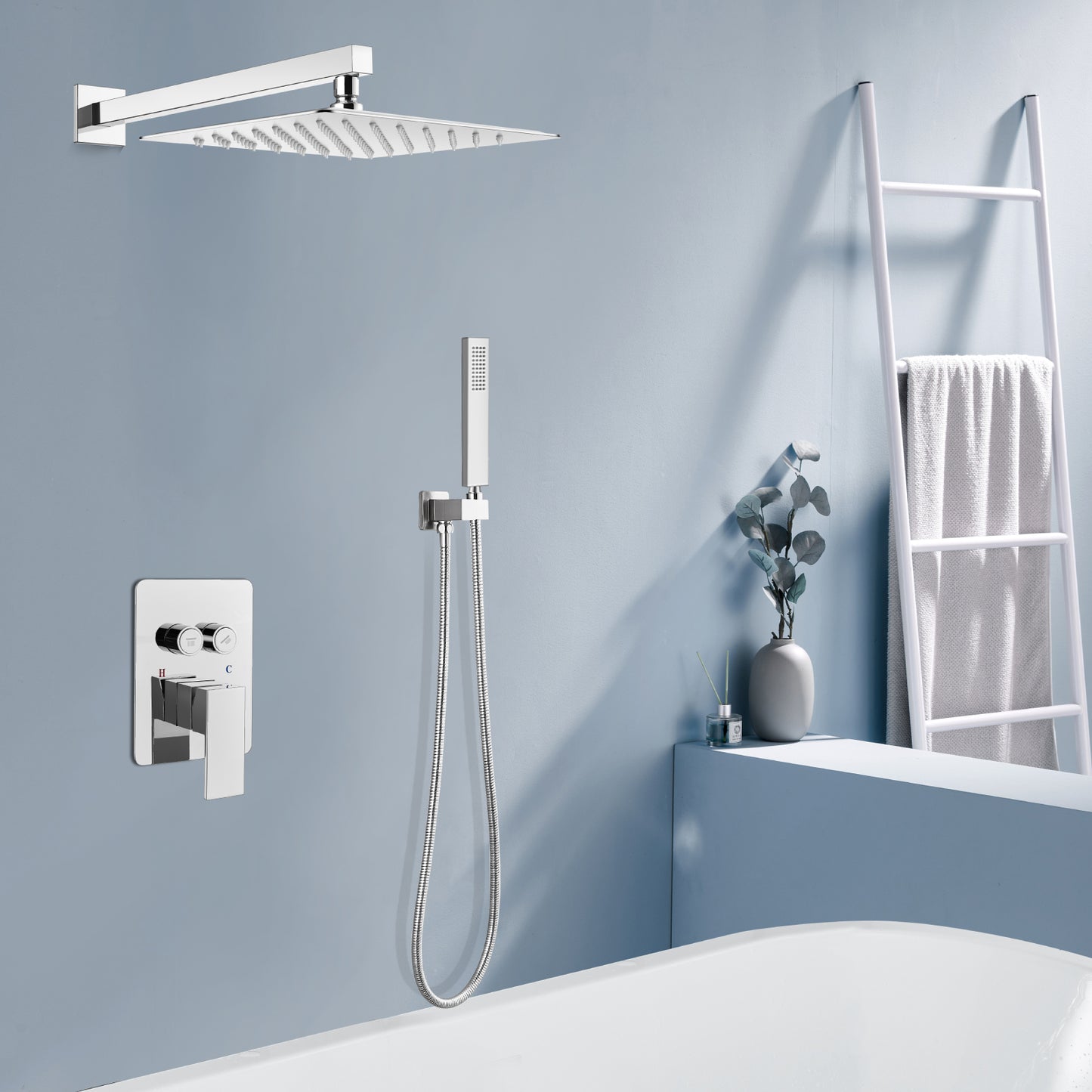 
                  
                    Midanya Rain Shower System with Push Button Diverter Bathroom Luxury Shower Faucets Sets Complete, Handheld Shower Head and 12 Inch Shower Head with Rough-in Valve Trim Kits
                  
                