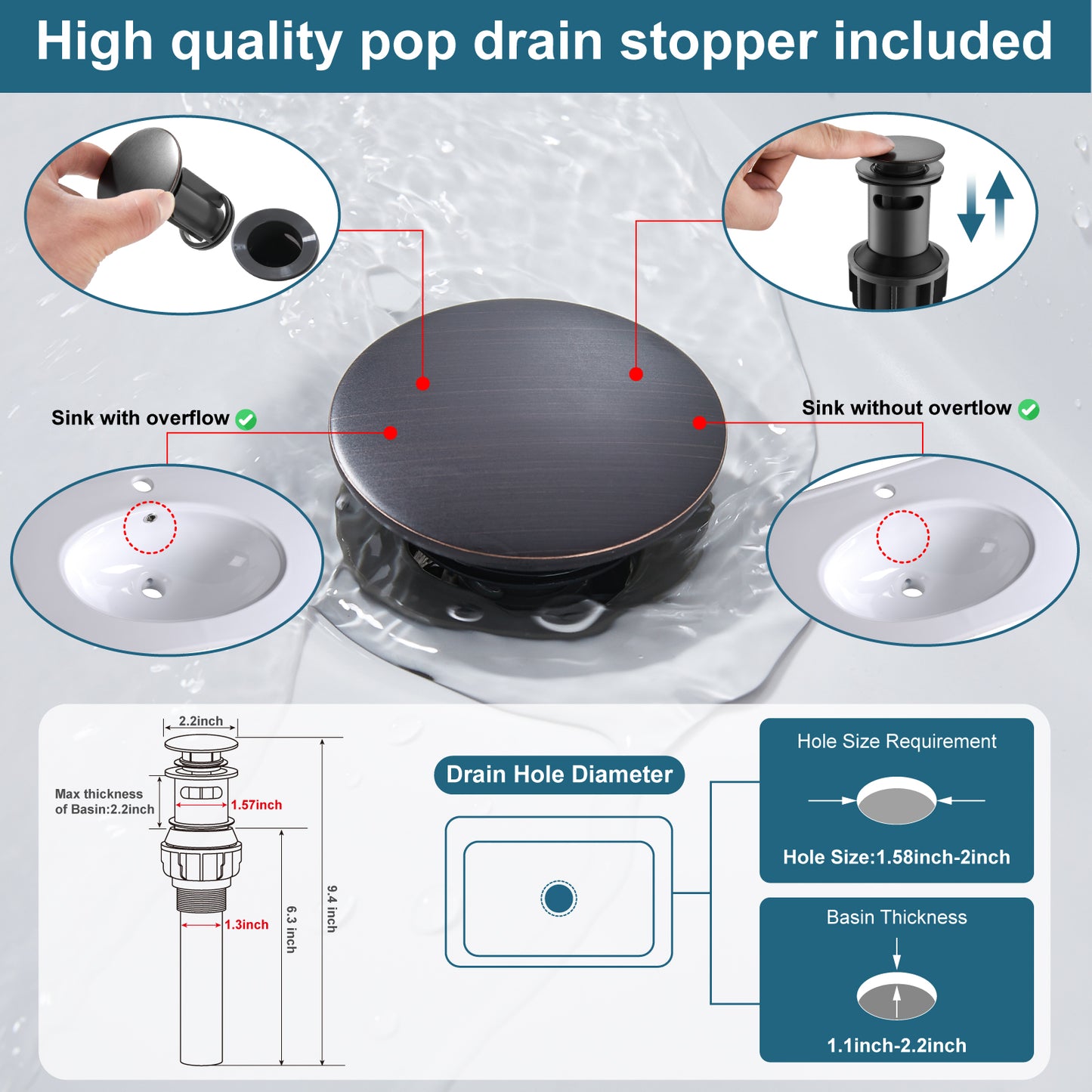 
                  
                    Midanya Single Handle Bathroom Sink Faucet, Waterfall Bathroom Faucet for 1 Hole or 3 Holes, Lavatory RV Vanity Faucet with Deck Mount Pop-Up Drain and Water Supply Lines
                  
                