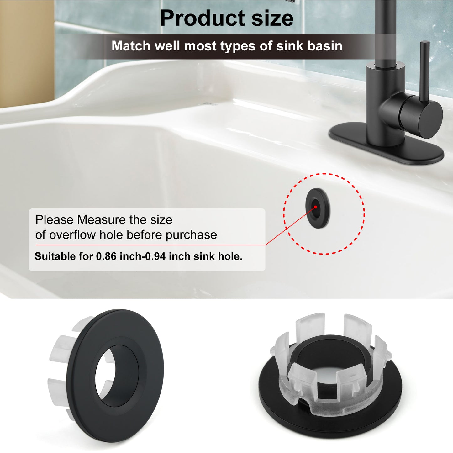 
                  
                    Midanya Brass Insert in Hole Round Caps, 2 Pcs Sink Basin Trim Overflow Cover, Bathroom Kitchen Vanity Vessel Sink Overflow Ring
                  
                