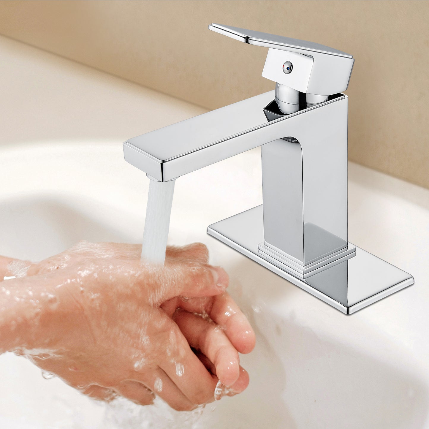 
                  
                    Midanya Bathroom Sink Faucet 1 Hole Single Handle Deck Mount Lavatory Mixer Tap Include Pop Up Drain with Overflow One Lever Commercial
                  
                
