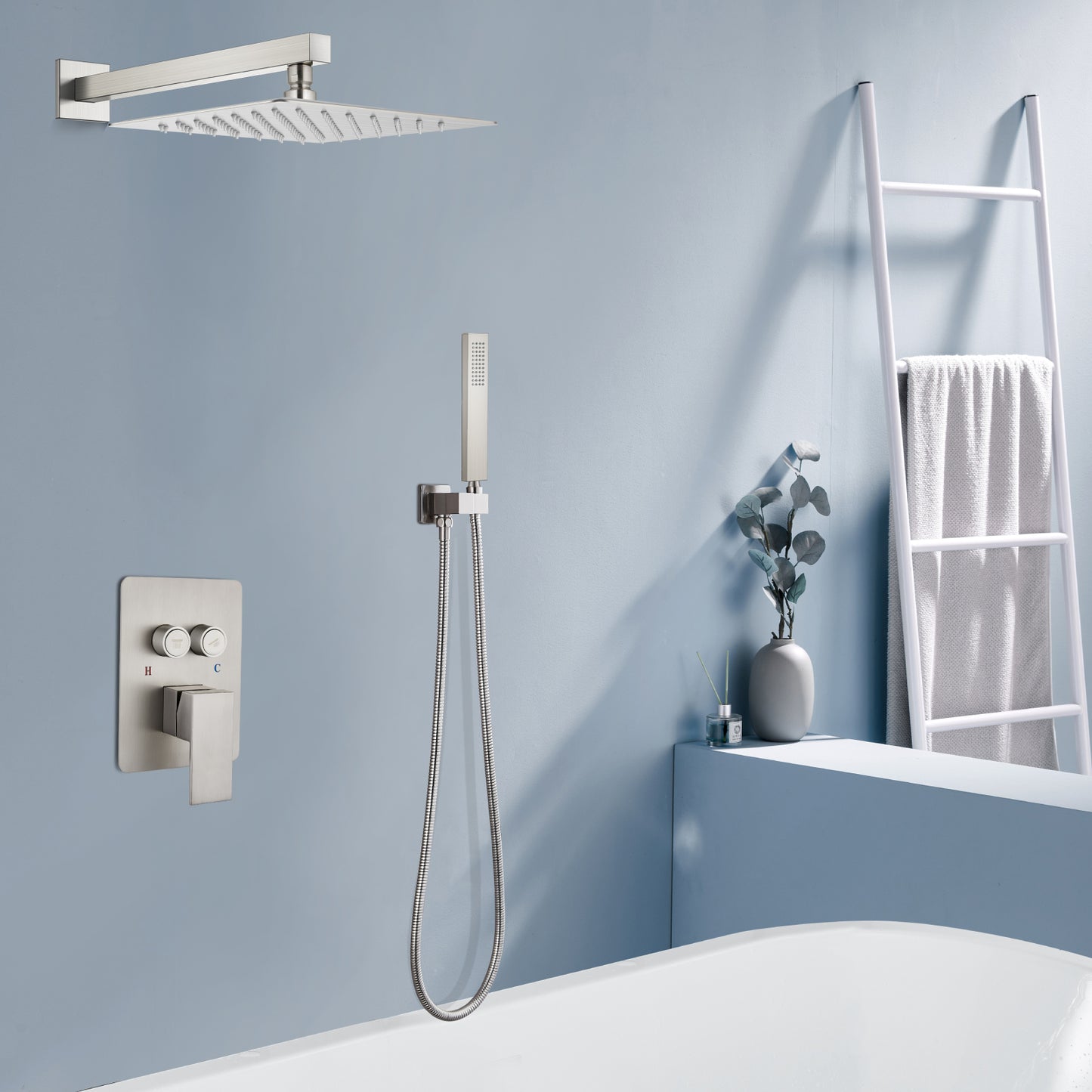 
                  
                    Midanya Rain Shower System with Push Button Diverter Bathroom Luxury Shower Faucets Sets Complete, Handheld Shower Head and 12 Inch Shower Head with Rough-in Valve Trim Kits
                  
                
