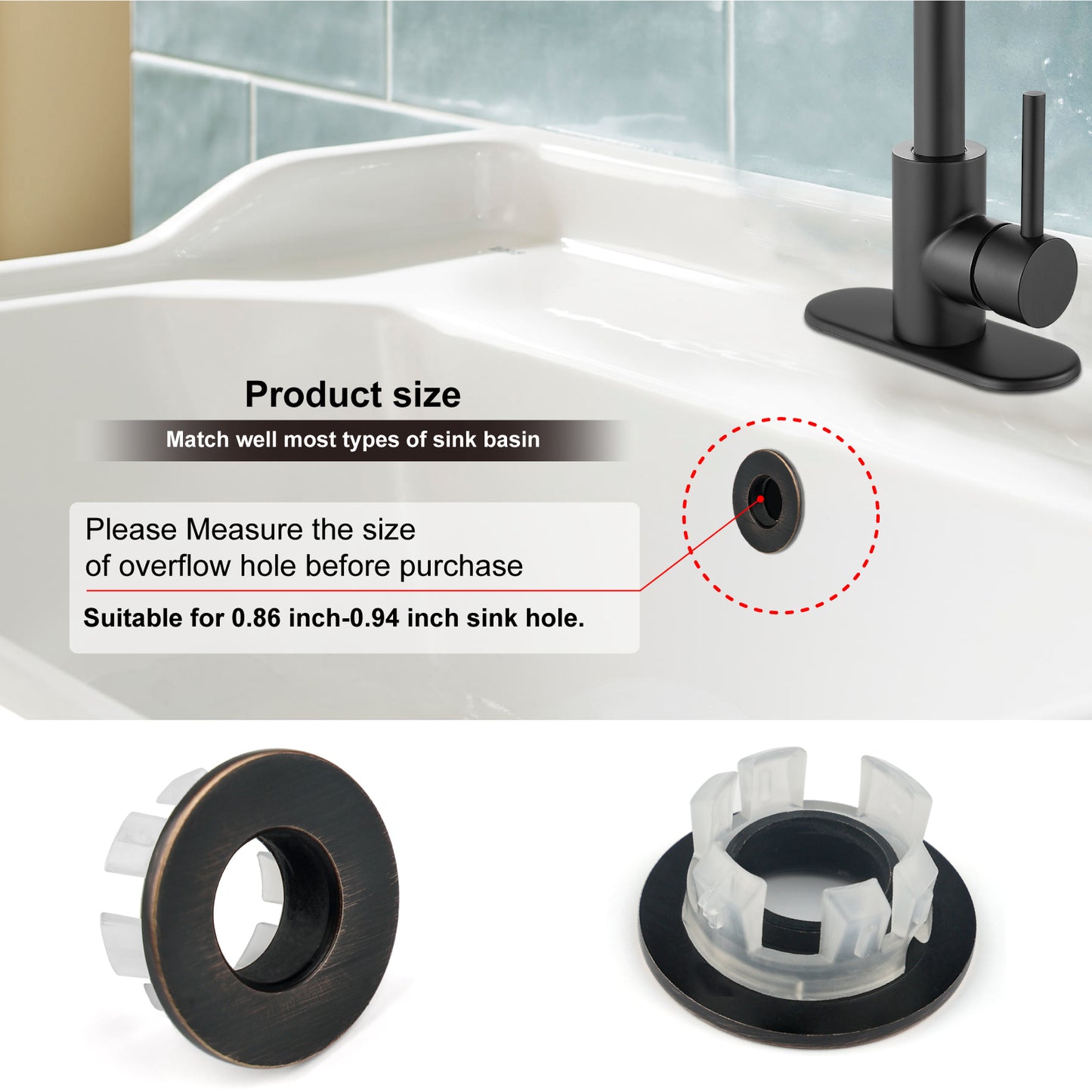 
                  
                    Midanya Brass Insert in Hole Round Caps, 2 Pcs Sink Basin Trim Overflow Cover, Bathroom Kitchen Vanity Vessel Sink Overflow Ring
                  
                