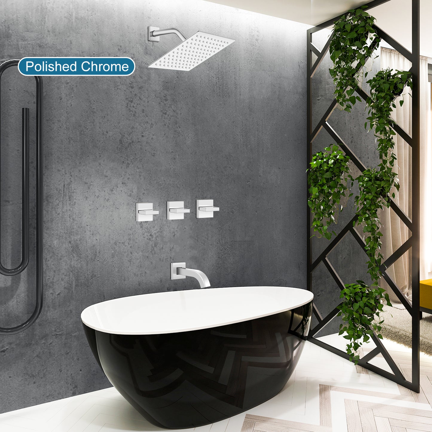 
                  
                    Midanya 3 Handle Tub Shower Faucet with Tub Spout, 8-inch Rainfall Shower Head Combo and Rough-in Valve Wall Mount Bathroom Trim Kit Rainfall Shower System Bathtub Rain Shower Faucet Set
                  
                