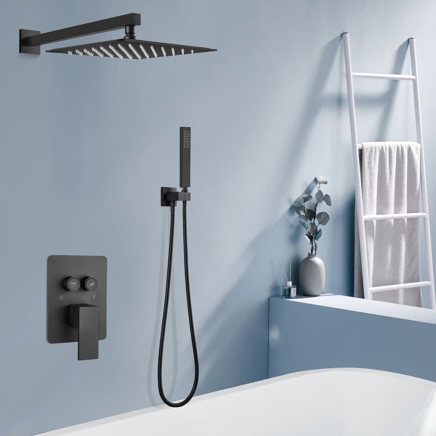 
                  
                    Midanya Rain Shower System with Push Button Diverter Bathroom Luxury Shower Faucets Sets Complete, Handheld Shower Head and 12 Inch Shower Head with Rough-in Valve Trim Kits
                  
                