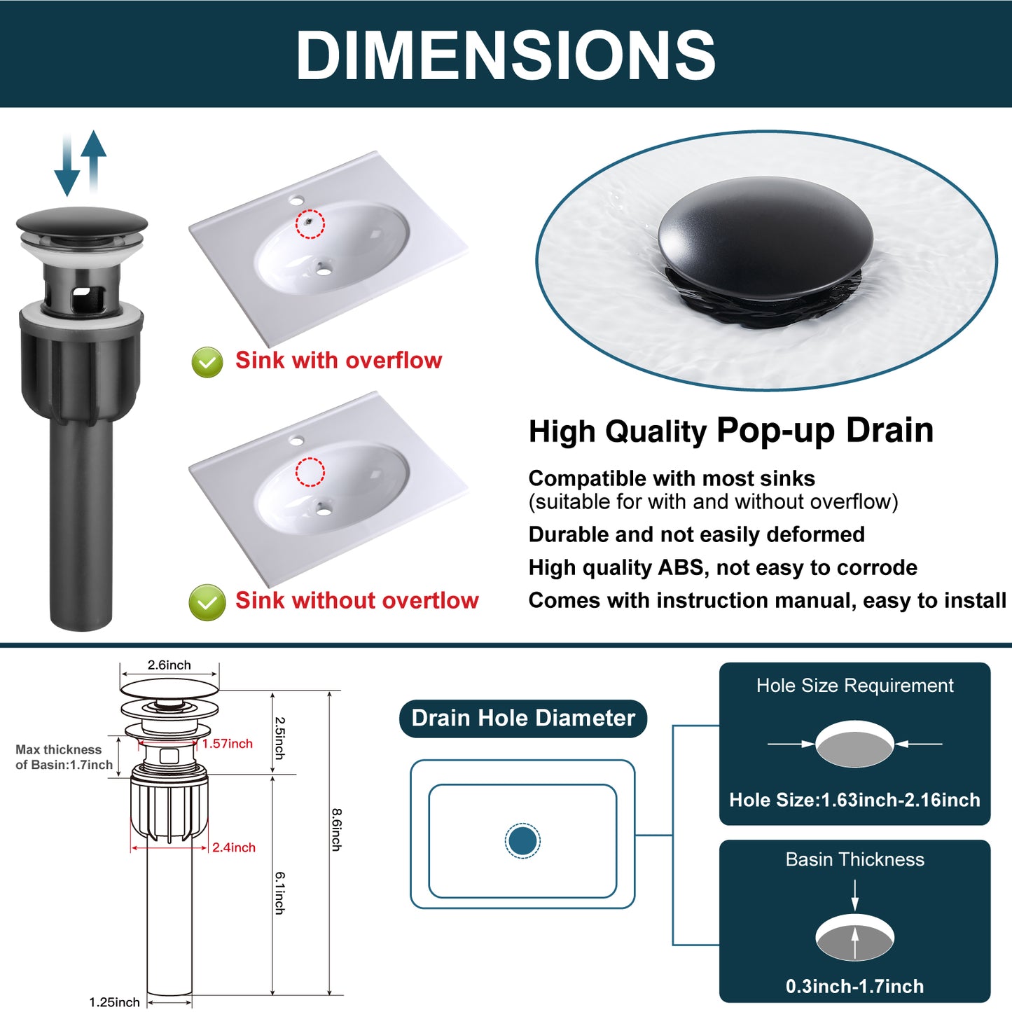 
                  
                    Midanya Bathroom Sink Faucet 1 Hole Single Handle Deck Mount Lavatory Mixer Tap with Cover Plate and Pop-up Drain One Lever Stainless Steel SUS304 Commercial
                  
                
