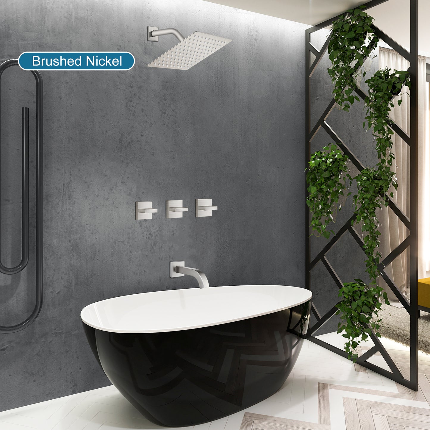 
                  
                    Midanya 3 Handle Tub Shower Faucet with Tub Spout, 8-inch Rainfall Shower Head Combo and Rough-in Valve Wall Mount Bathroom Trim Kit Rainfall Shower System Bathtub Rain Shower Faucet Set
                  
                