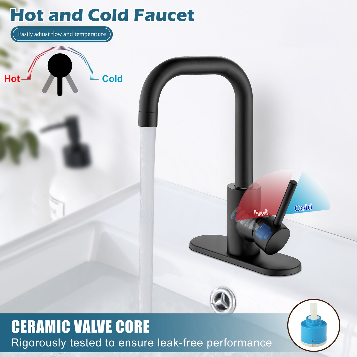
                  
                    Midanya Bathroom Sink Faucet Single Handle, RV Small Vanity Faucet Wet Bar Pre-Kitchen Farmhouse with 360°Rotation Spout and Deck Plate, Supply Hoses and Pop-up Drain
                  
                