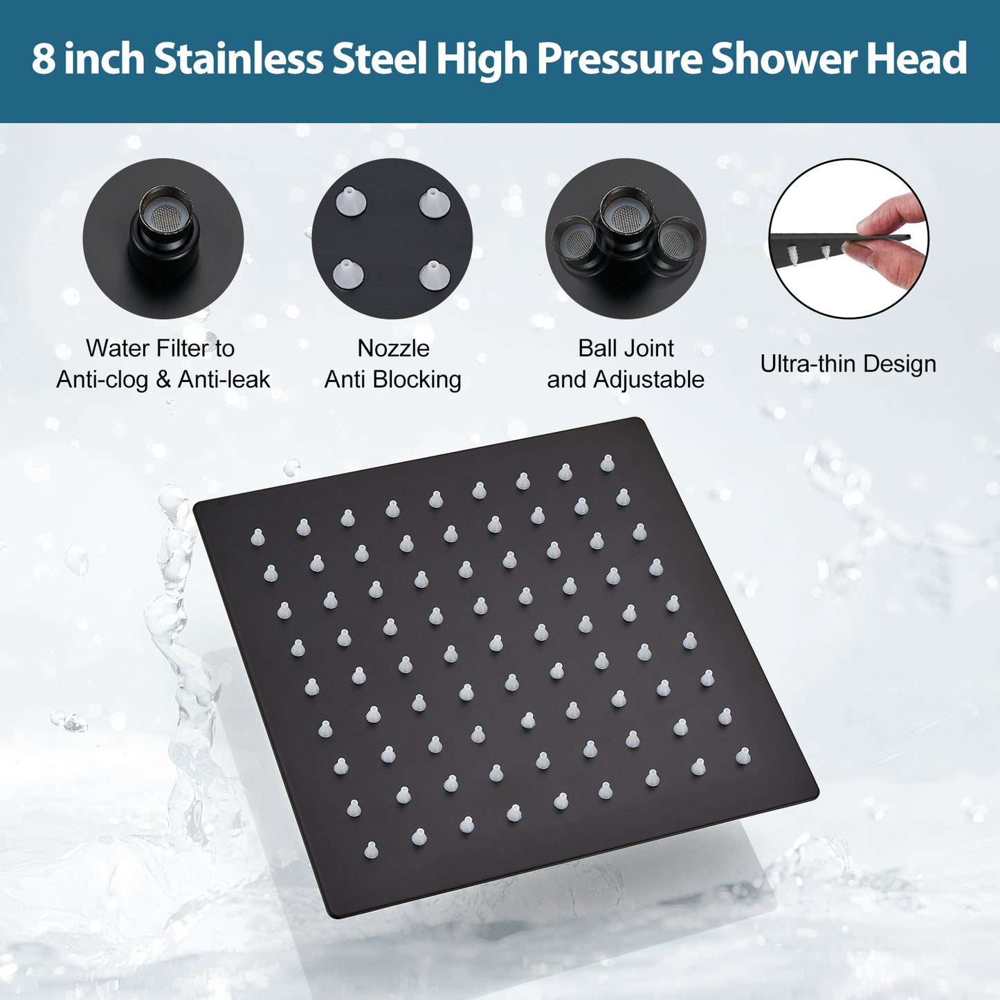 
                  
                    Midanya 3 Handle Tub Shower Faucet with Tub Spout, 8-inch Rainfall Shower Head Combo and Rough-in Valve Wall Mount Bathroom Trim Kit Rainfall Shower System Bathtub Rain Shower Faucet Set
                  
                