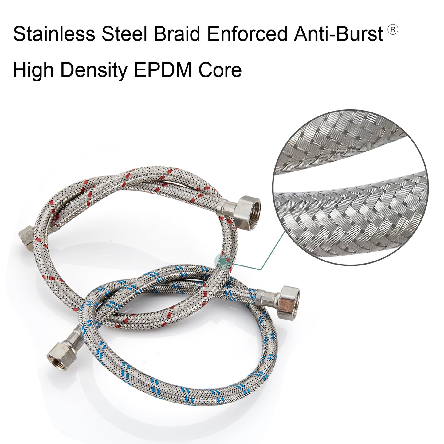 
                  
                    Midanya Faucet Hose Connector, Braided SUS304 Stainless Steel Water Supply Line, 3/8-Inch Female Compression Thread x 1/2 Inch I.P. Female Straight Thread, x 2 Pcs, (1 Pair)
                  
                