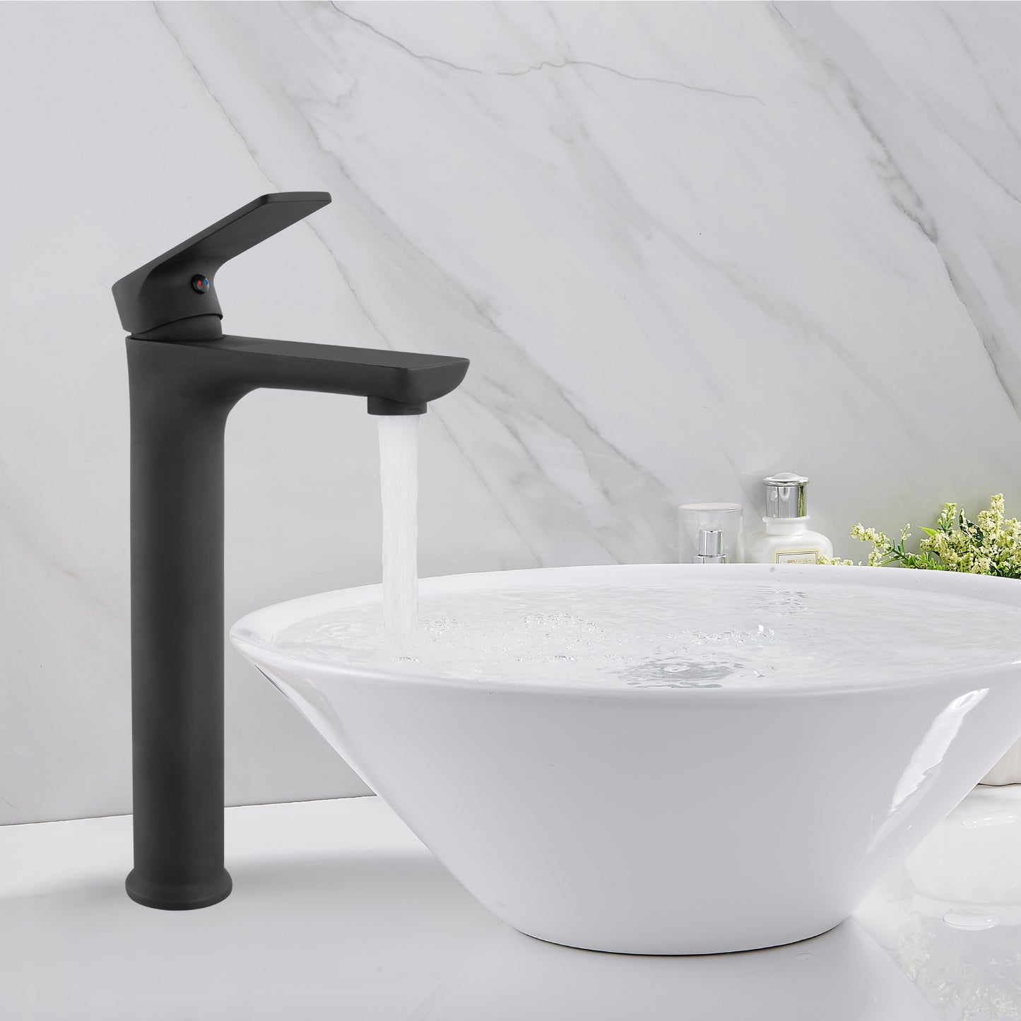 
                  
                    Midanya Bathroom Sink Faucet Matte Black Tall Vessel Sink Faucet Vanity Bathroom Faucet Basin Mixer Tap Single Handle Single Hole with Water Supply Lines Commercial Modern Wash Basin Faucet
                  
                