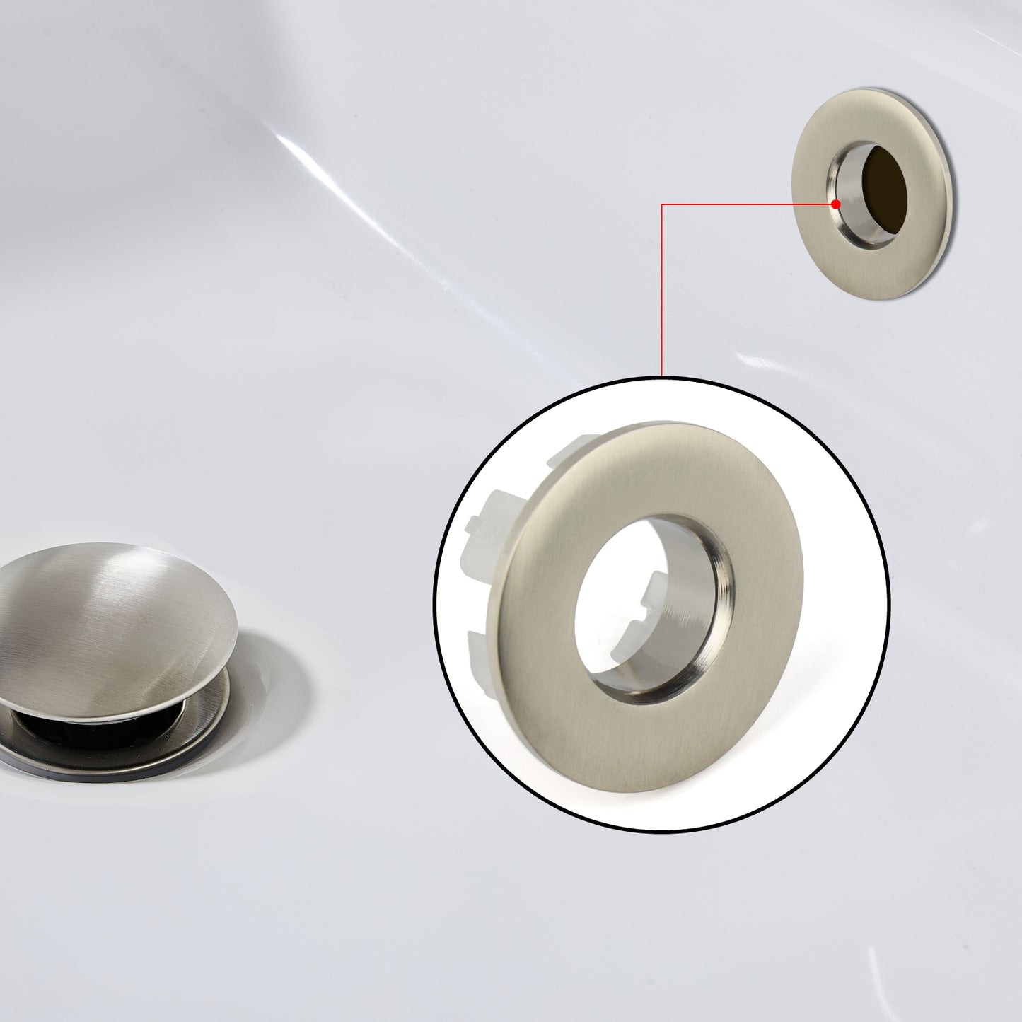 
                  
                    Midanya Brass Insert in Hole Round Caps, 2 Pcs Sink Basin Trim Overflow Cover, Bathroom Kitchen Vanity Vessel Sink Overflow Ring
                  
                