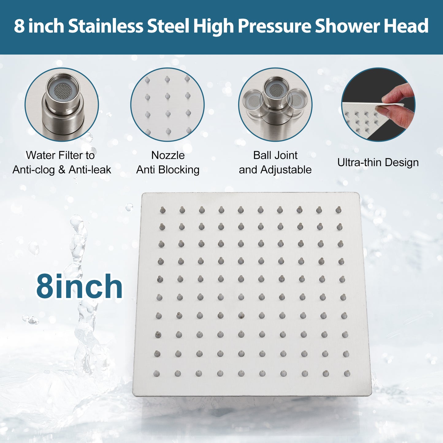 
                  
                    Midanya 3 Handle Tub Shower Faucet with Tub Spout, 8-inch Rainfall Shower Head Combo and Rough-in Valve Wall Mount Bathroom Trim Kit Rainfall Shower System Bathtub Rain Shower Faucet Set
                  
                