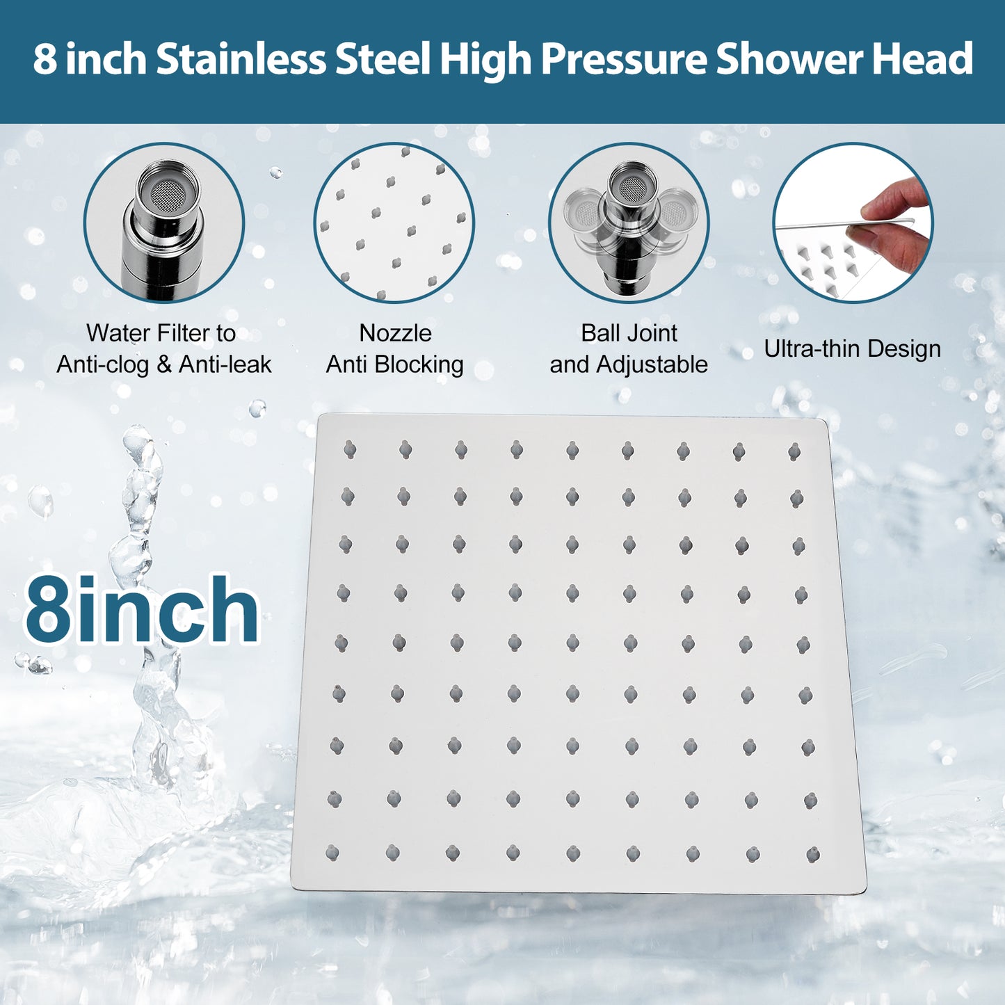 
                  
                    Midanya 3 Handle Tub Shower Faucet with Tub Spout, 8-inch Rainfall Shower Head Combo and Rough-in Valve Wall Mount Bathroom Trim Kit Rainfall Shower System Bathtub Rain Shower Faucet Set
                  
                