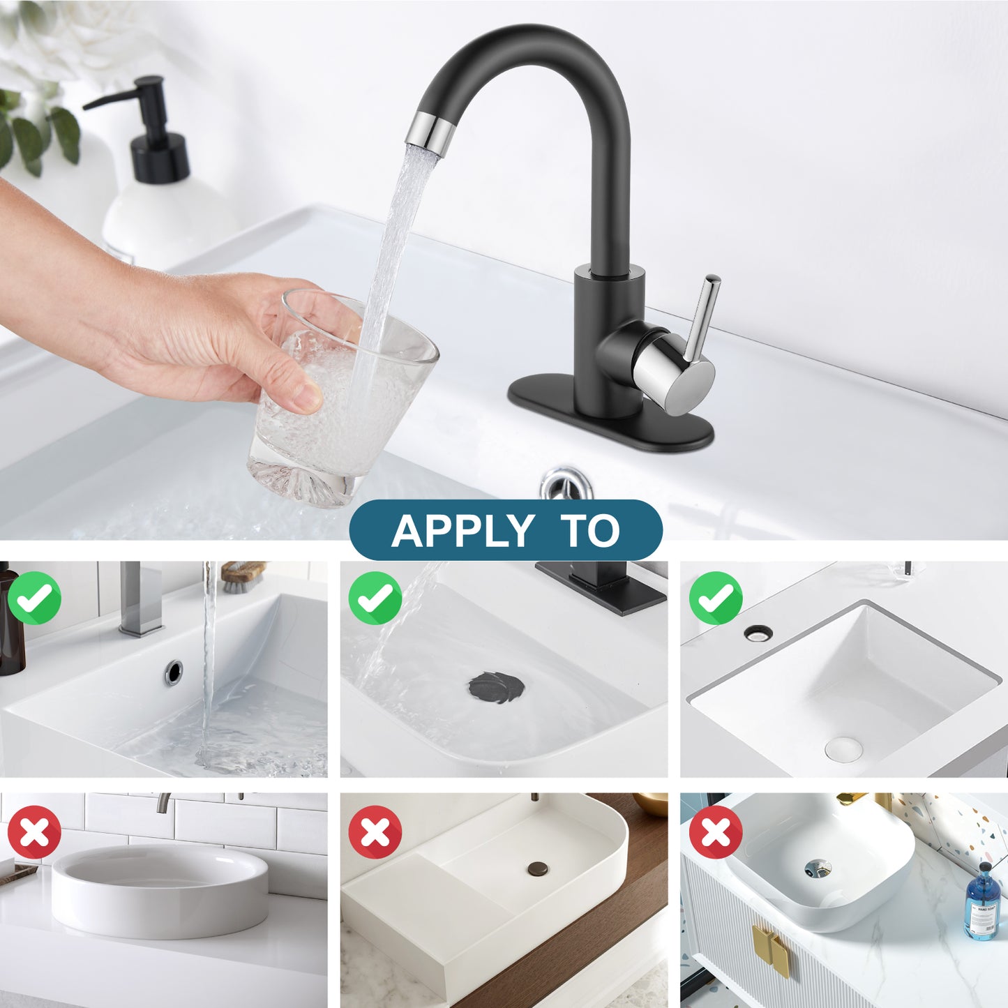 
                  
                    Midanya Single Handle Bathroom Sink Faucet, Wet Bar Pre-Kitchen Farmhouse RV Small Vanity Faucet with 360°Rotation Spout with Deck Plate, Supply Hoses and Drain Stopper
                  
                