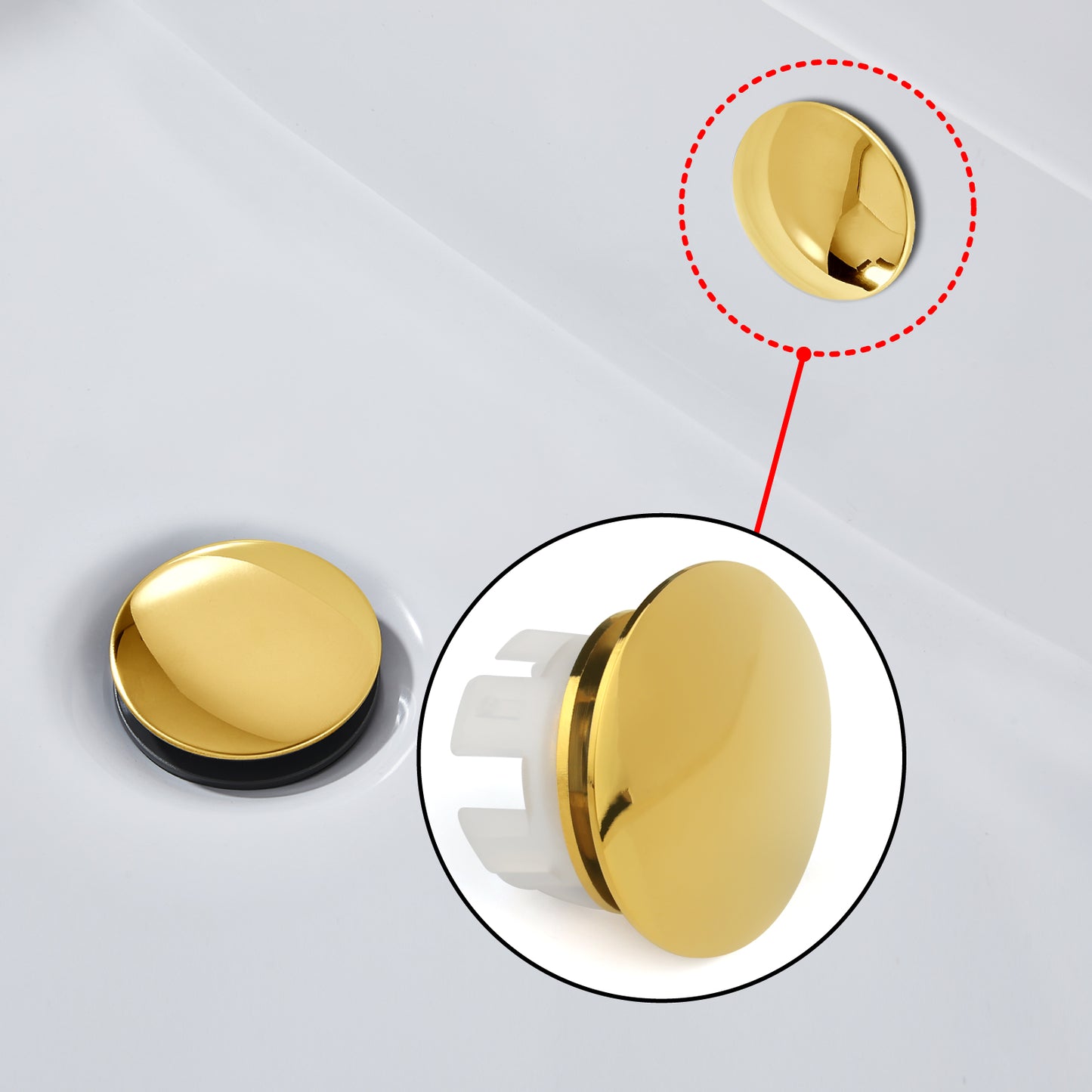 
                  
                    Midanya Sink Basin Overflow Trim Ring, Bathroom Vanity Vessel Sink Overflow Cover Basin Trim Brass Insert in Hole Round Caps, Sink Overflow Ring, Pack of 2
                  
                