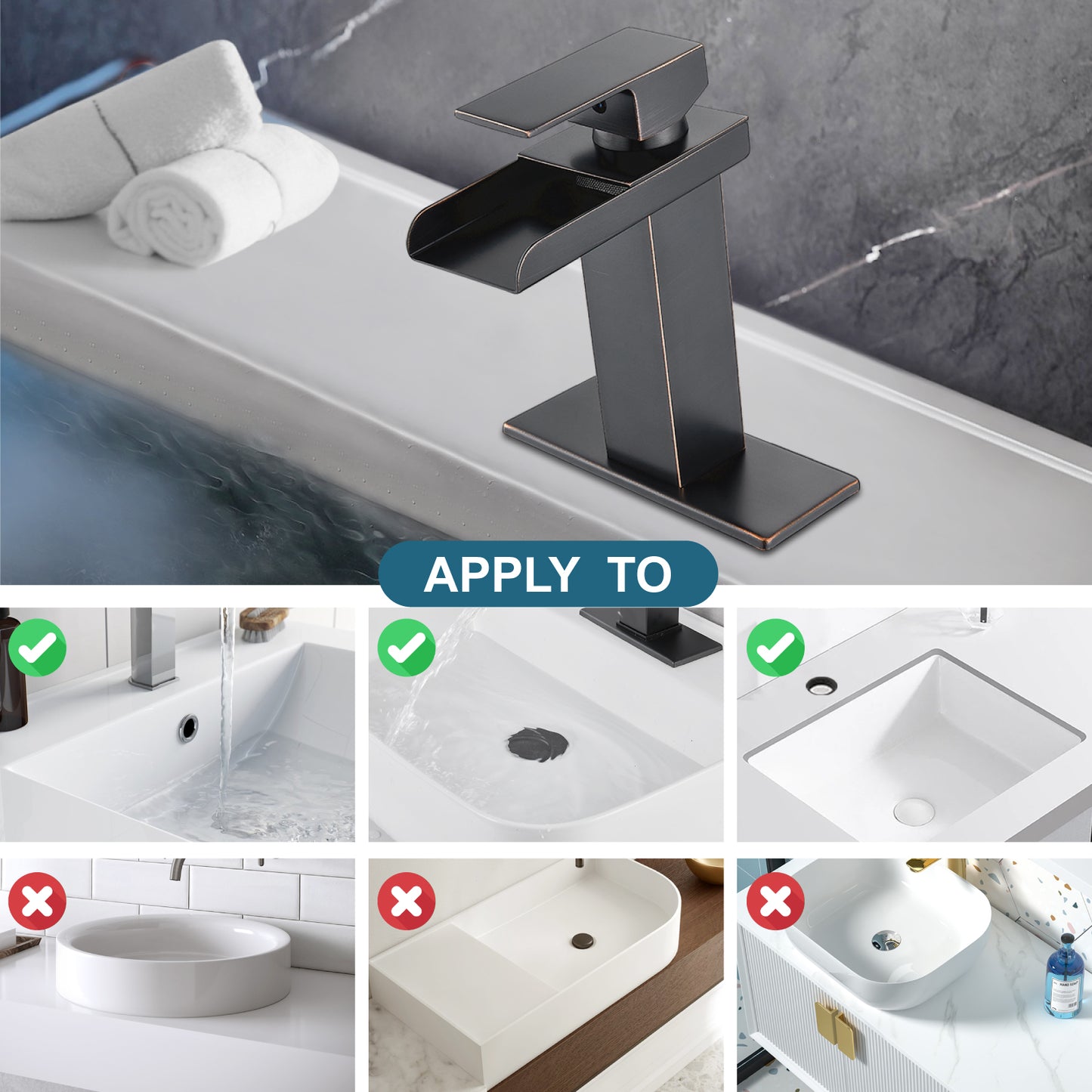 
                  
                    Midanya Waterfall Bathroom Faucet 1 Hole Single Handle Sink Vanity Faucet Wide Mouth Spout with with Pop Up Drain and Deck Mount Plate Lavatory Modern Commercial Mixer Tap
                  
                
