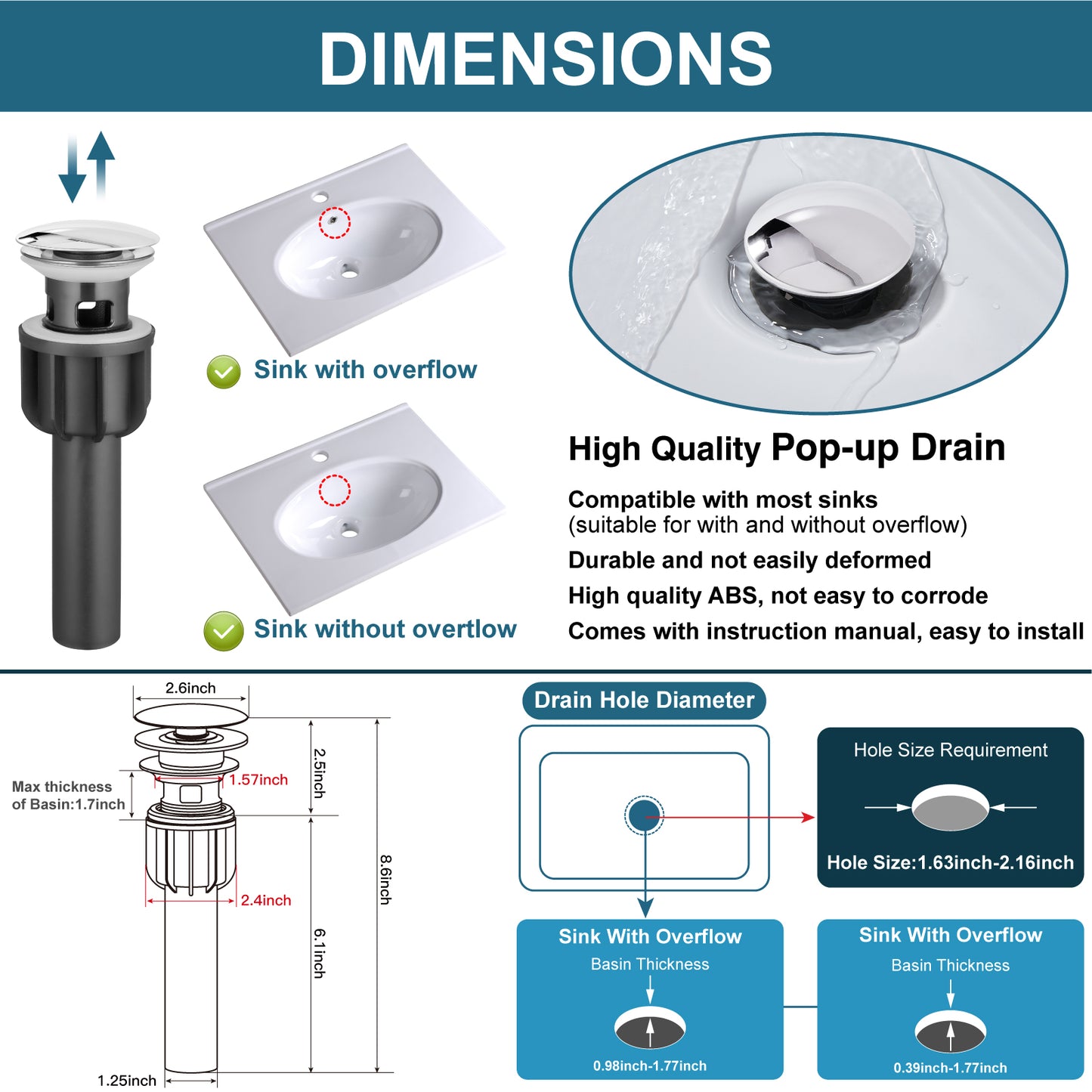 
                  
                    Midanya Bathroom Sink Faucet 1 Hole Single Handle Deck Mount Lavatory Mixer Tap with Cover Plate and Pop-up Drain One Lever Stainless Steel SUS304 Commercial
                  
                