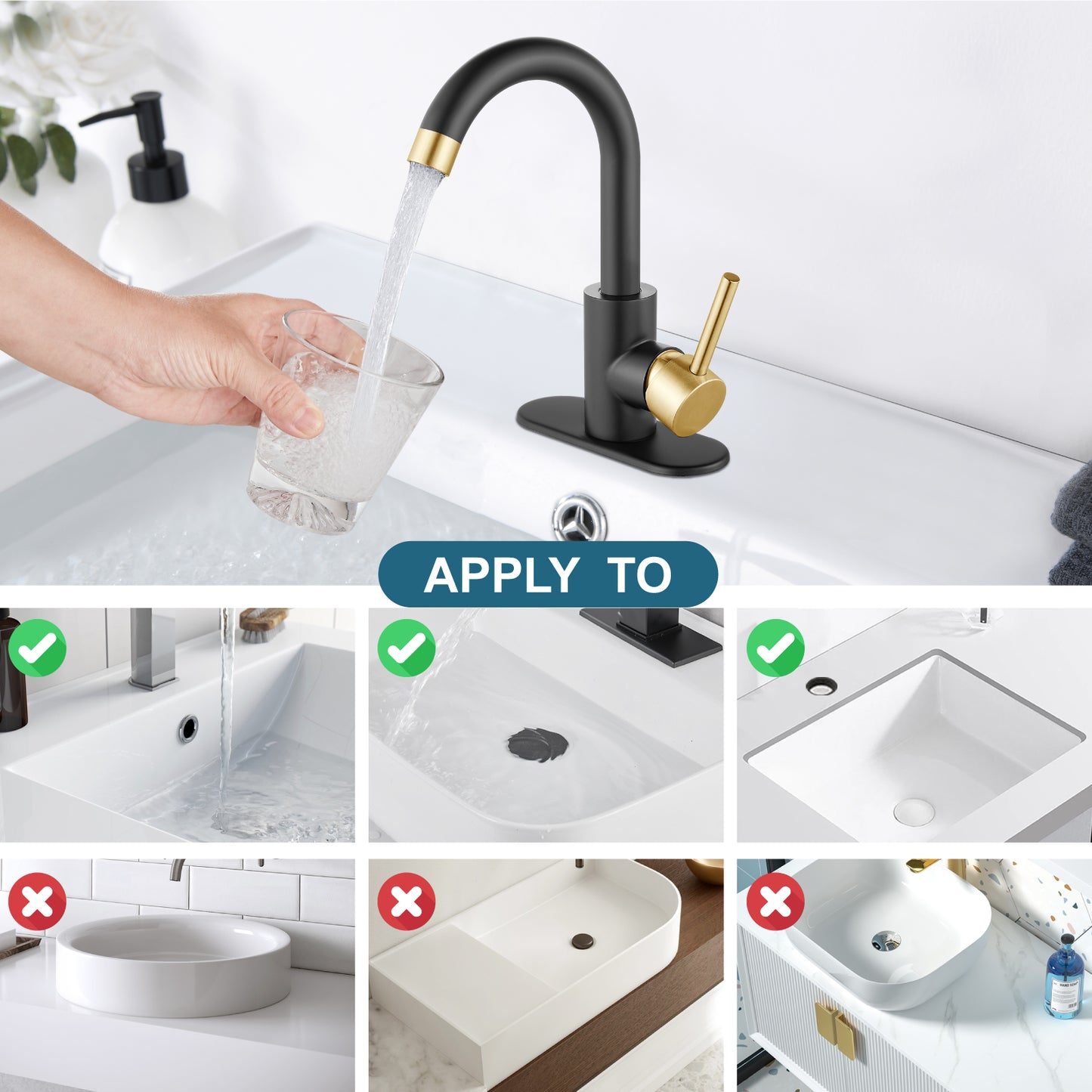 
                  
                    Midanya Single Handle Bathroom Sink Faucet, Wet Bar Pre-Kitchen Farmhouse RV Small Vanity Faucet with 360°Rotation Spout with Deck Plate, Supply Hoses and Drain Stopper
                  
                