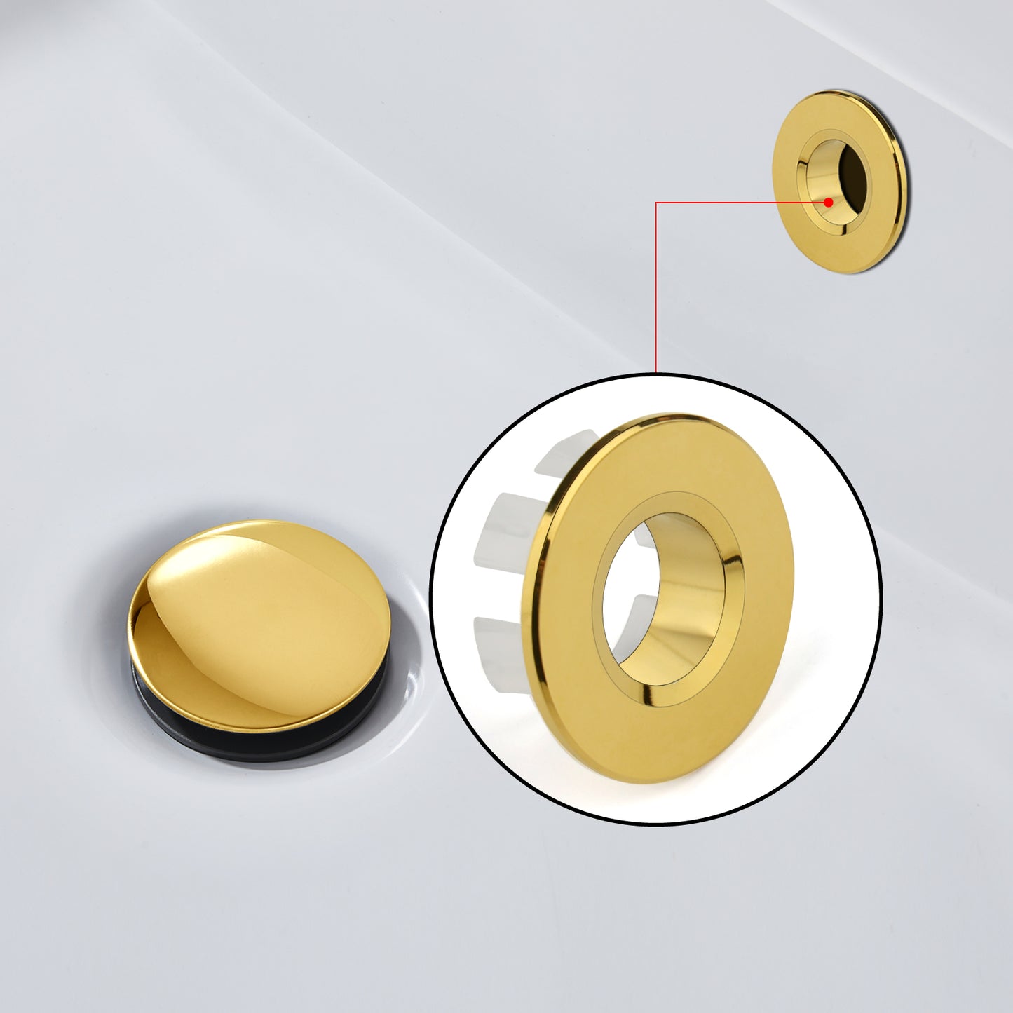 
                  
                    Midanya Brass Insert in Hole Round Caps, 2 Pcs Sink Basin Trim Overflow Cover, Bathroom Kitchen Vanity Vessel Sink Overflow Ring
                  
                